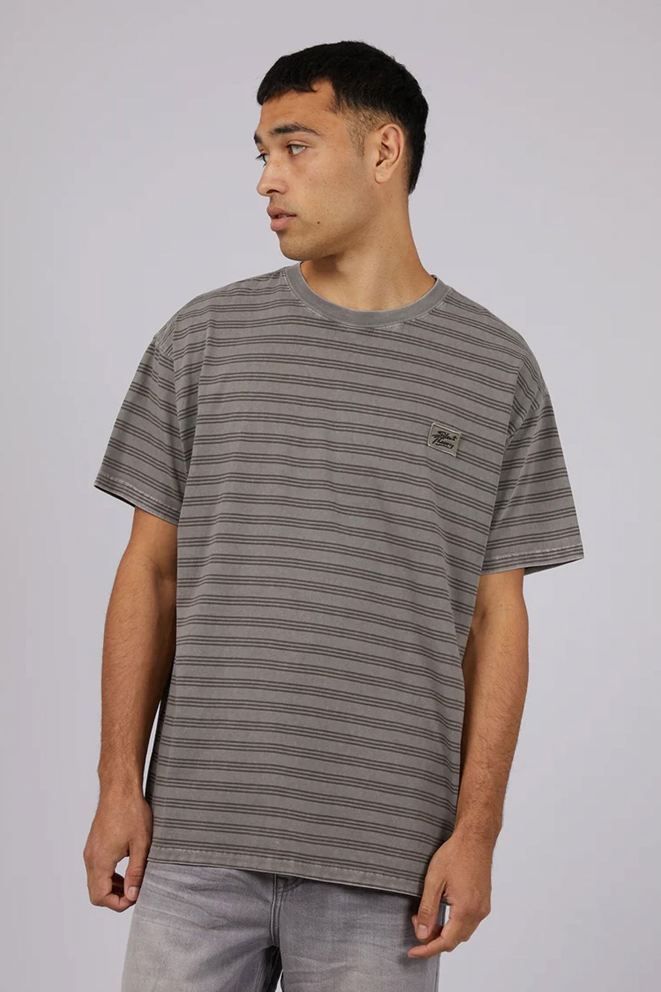 Overdyed Stripe Tee Charcoal