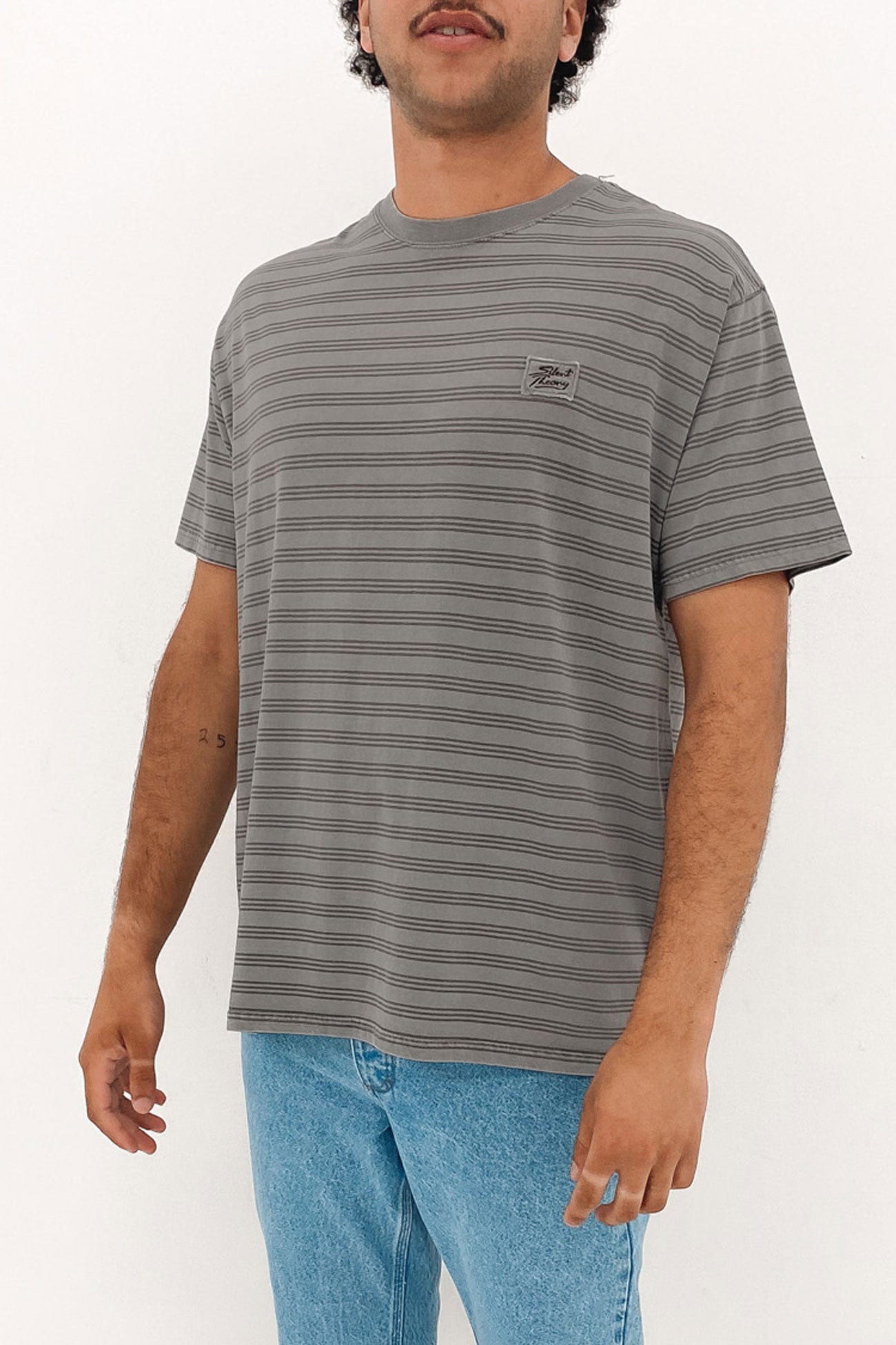 Overdyed Stripe Tee Charcoal