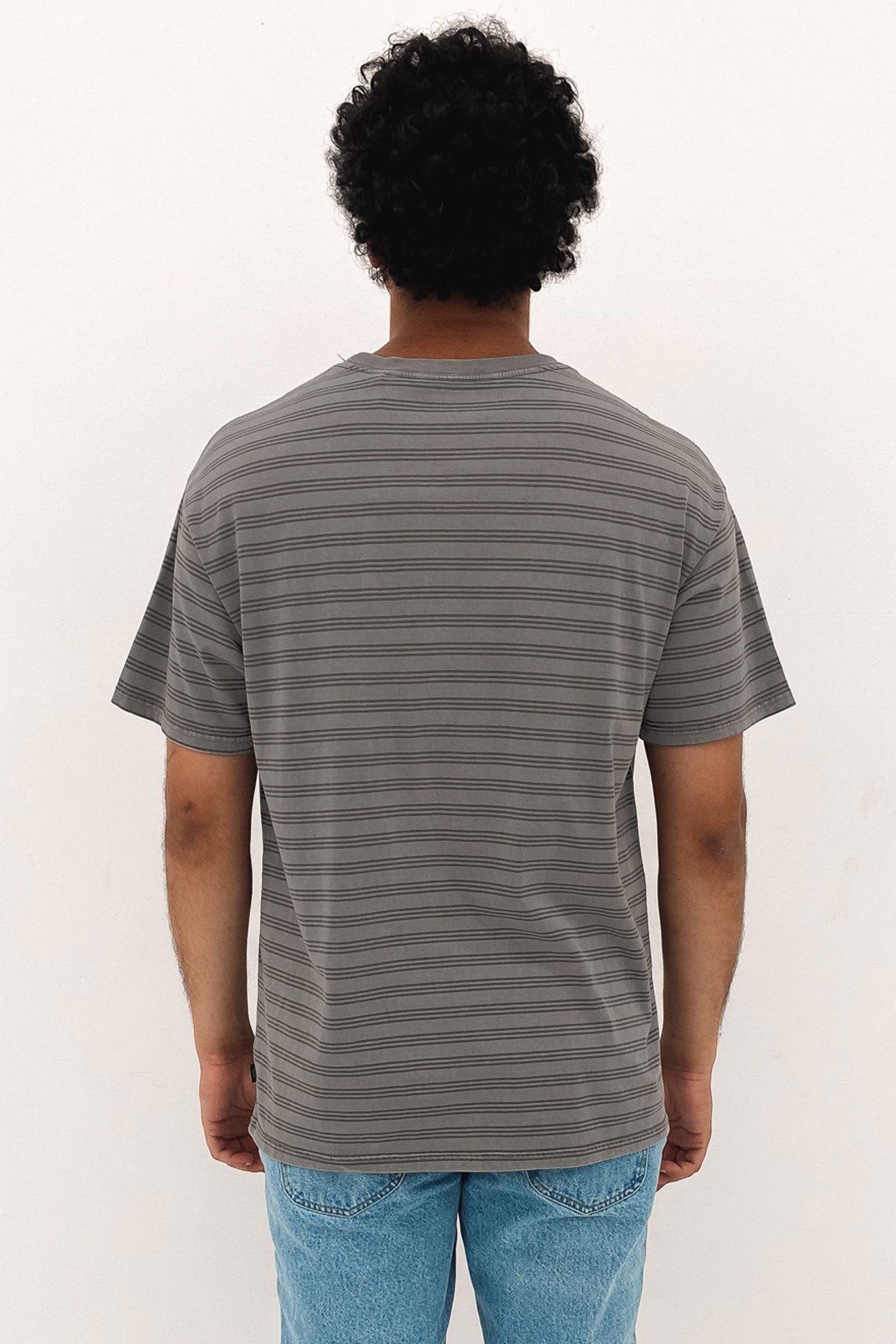 Overdyed Stripe Tee Charcoal