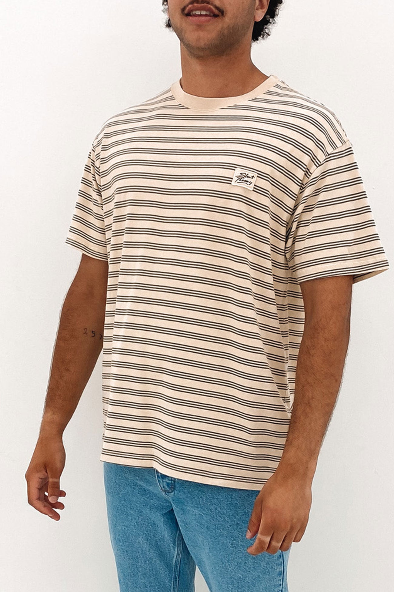 Overdyed Stripe Tee Tan