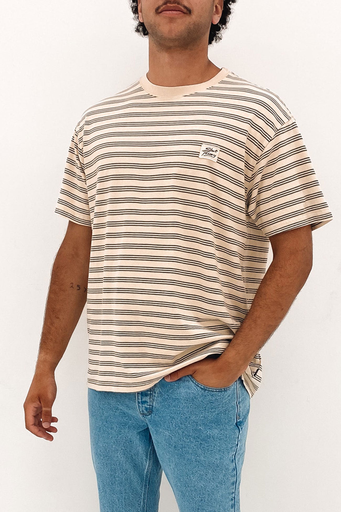 Overdyed Stripe Tee Tan