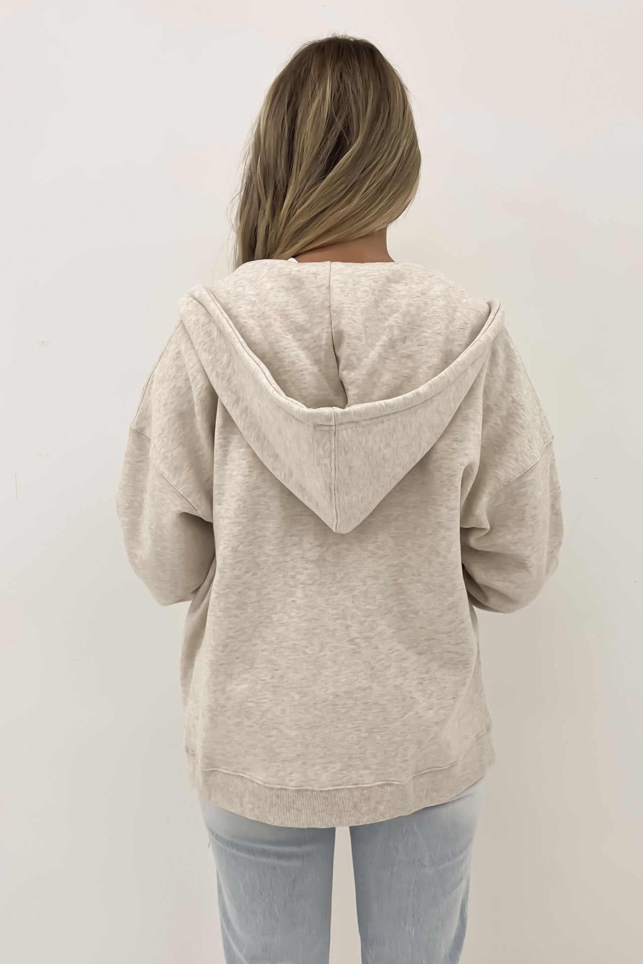 Oversized Zip Thru Hoody Oatmeal