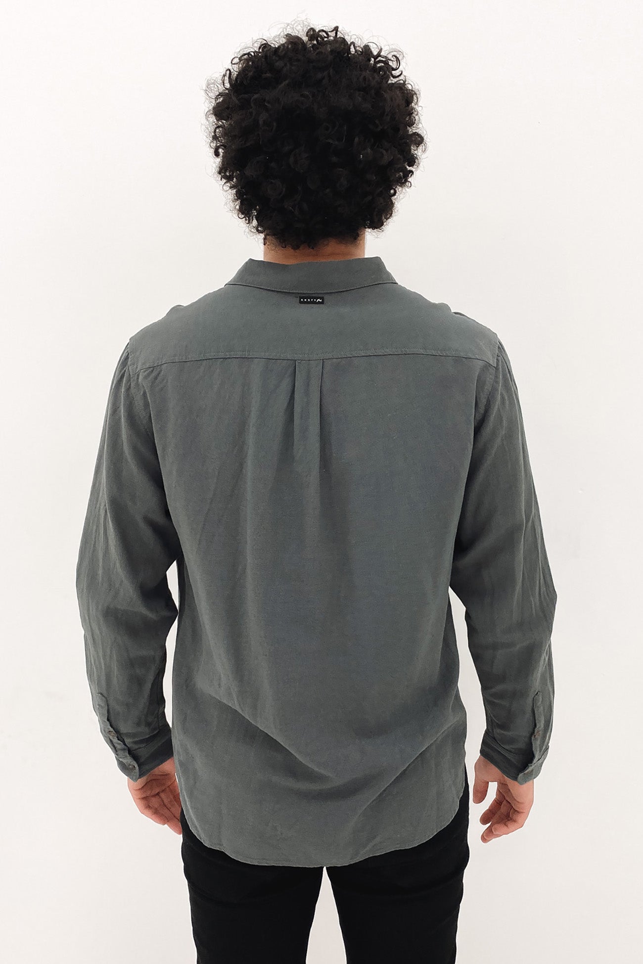 Overtone Long Sleeve Linen Shirt Castlerock