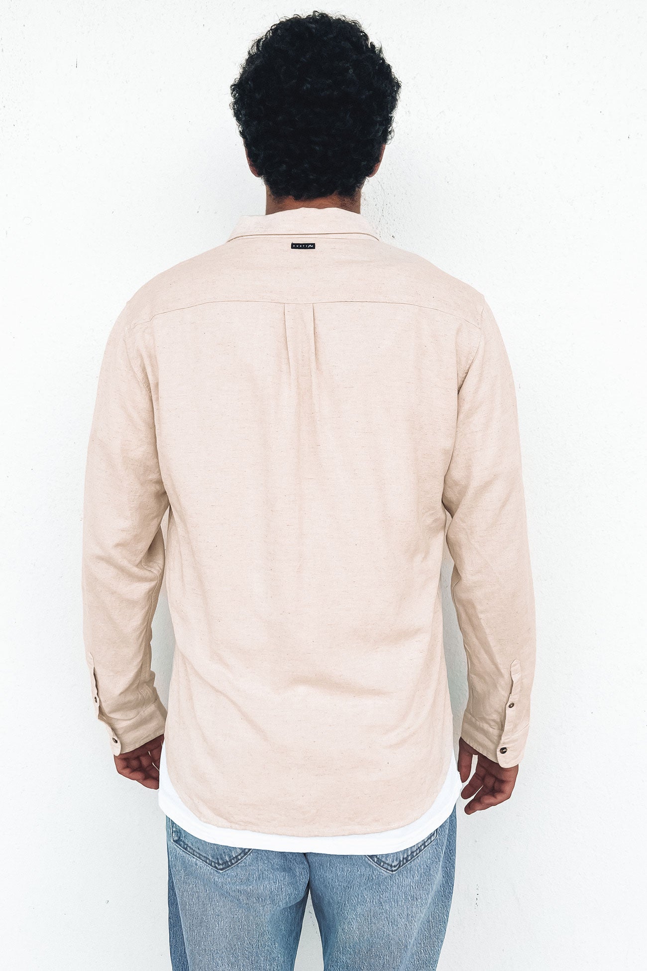 Overtone Long Sleeve Linen Shirt Ecru