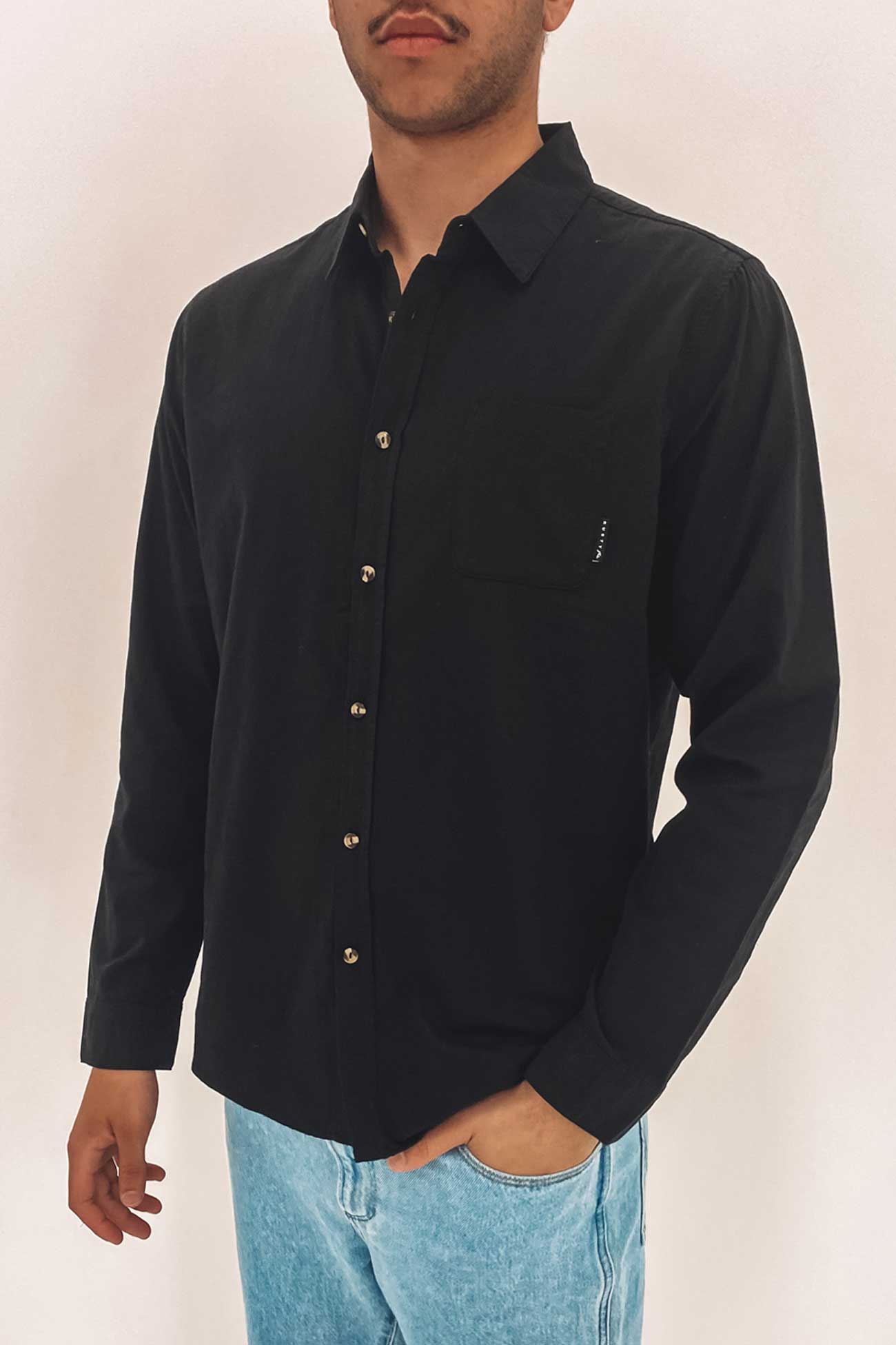 Pacific Atoll Long Sleeve Shirt Black