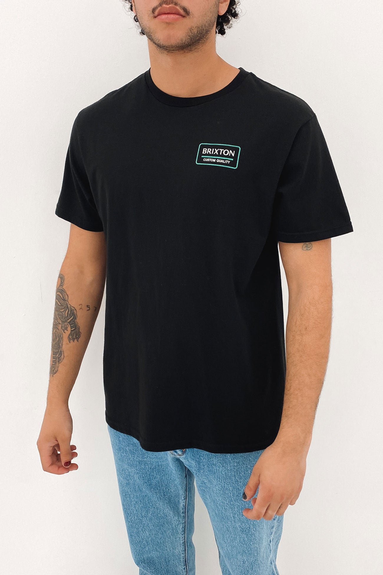 Palmer Proper Short Sleeve Standard Tee Black Jade Off White