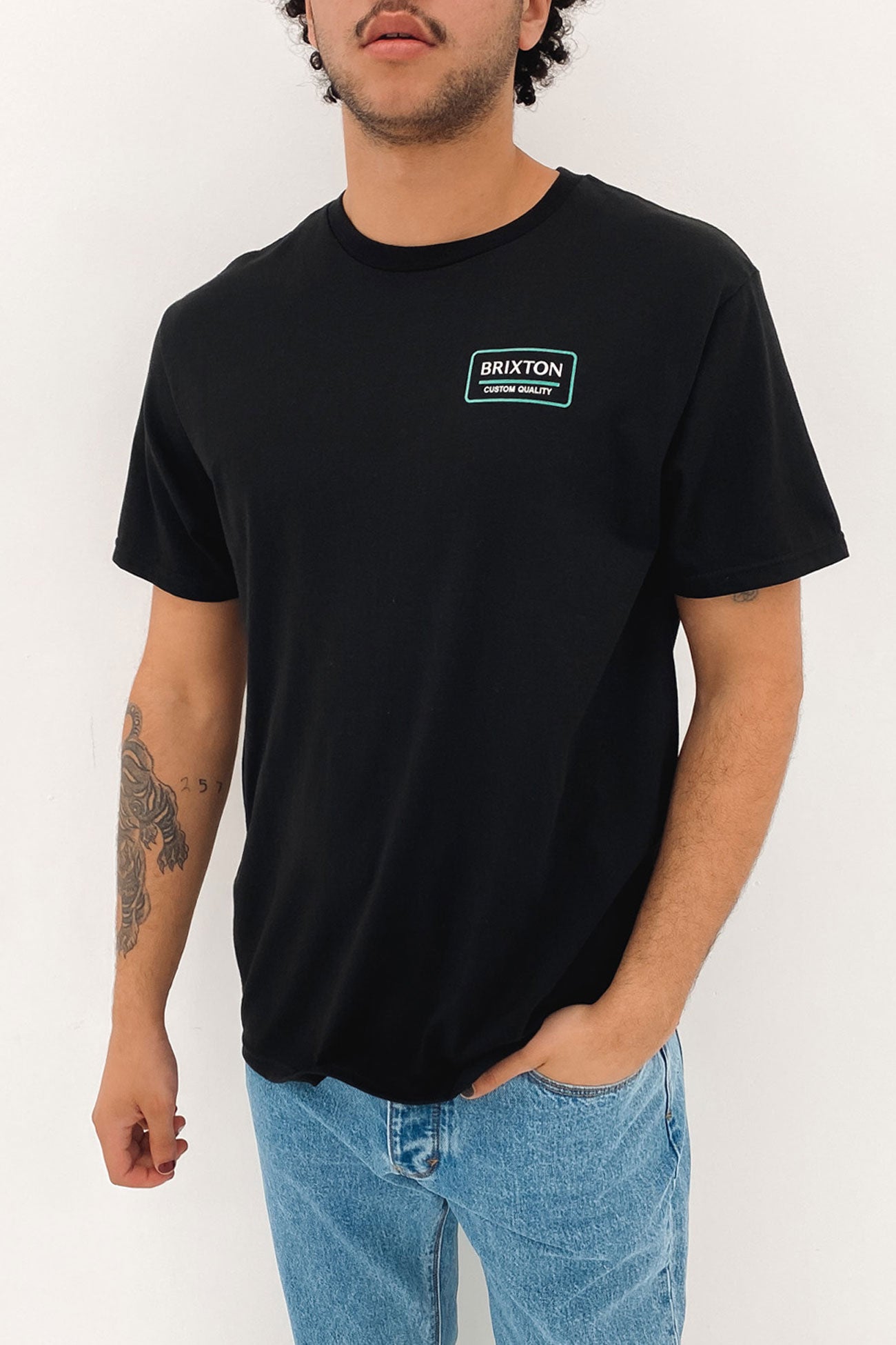 Palmer Proper Short Sleeve Standard Tee Black Jade Off White