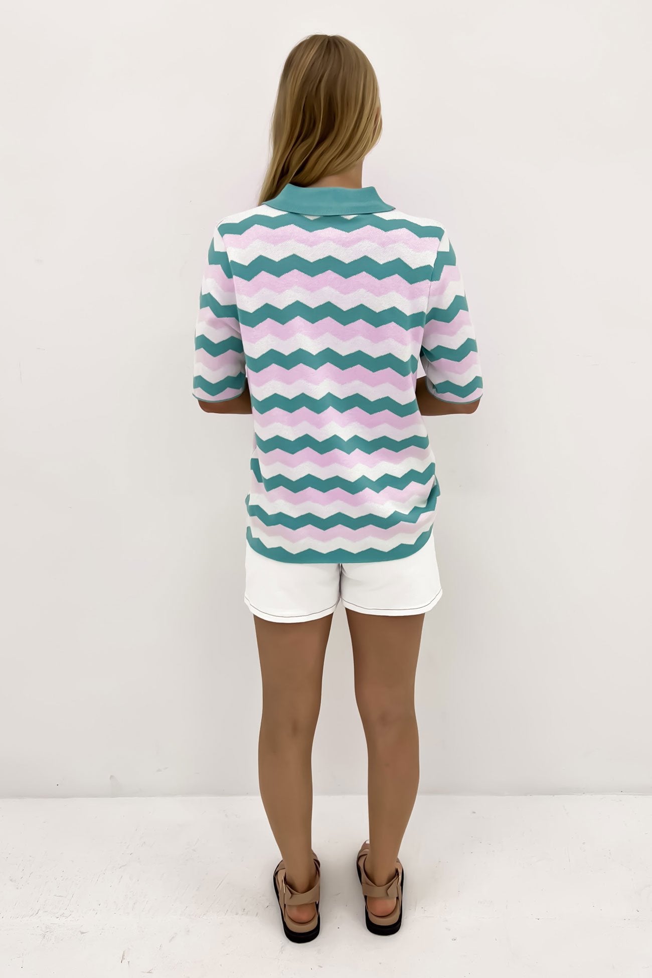 Pax Knit Top Pastel Zig Zag