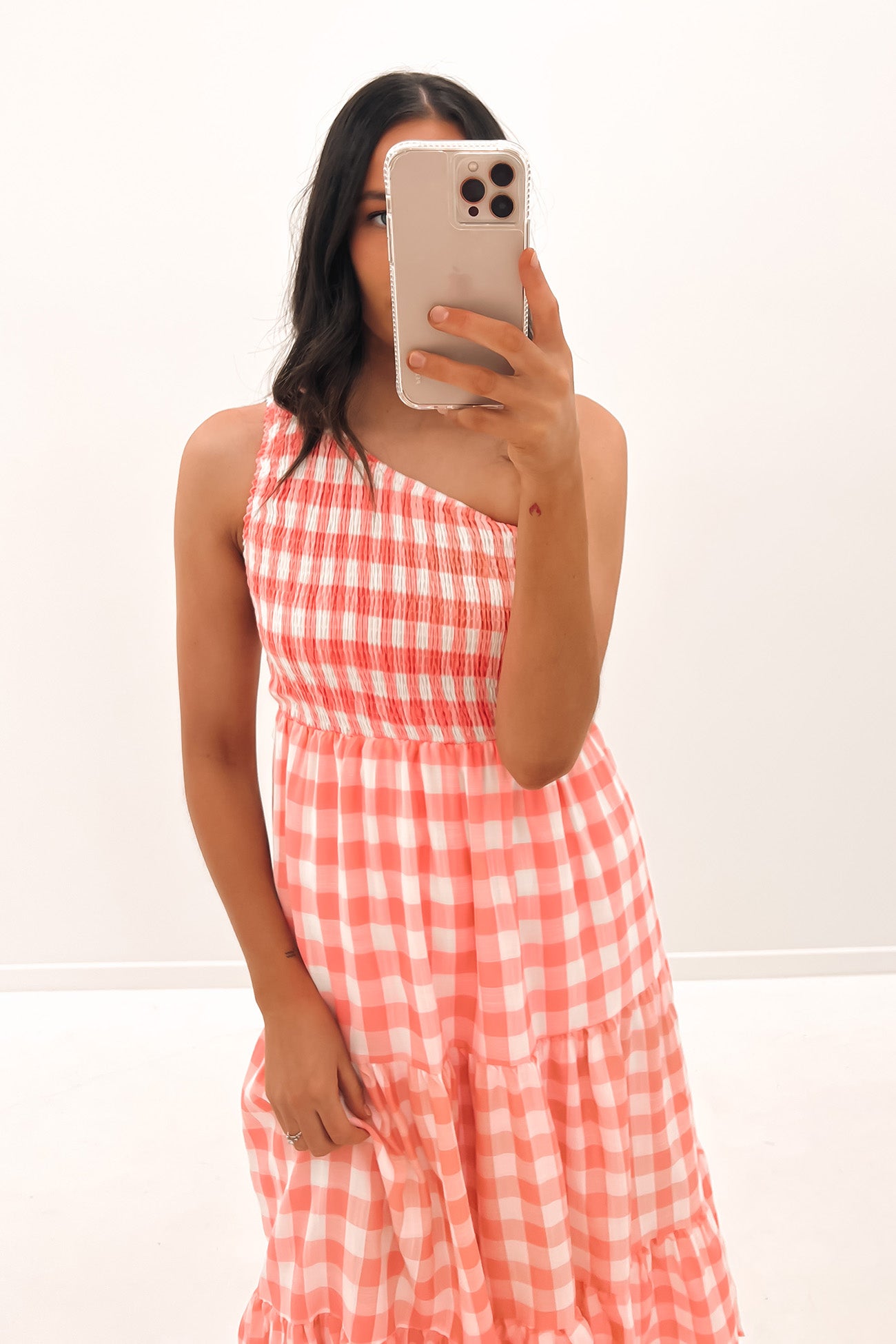 Penelope Midi Dress Pink Check