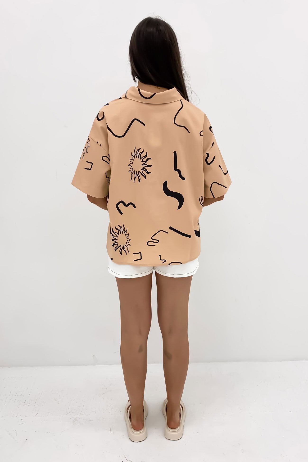 Penny Shirt Beige Black Sun Swirl