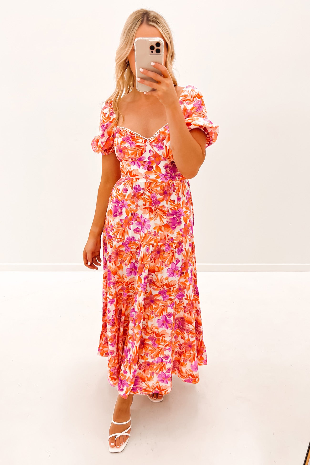 Petra Midi Dress Orange Purple Floral