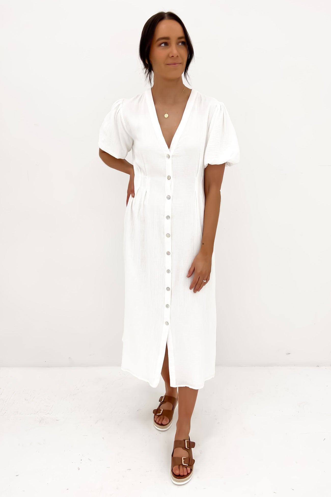 Petra Midi Dress White