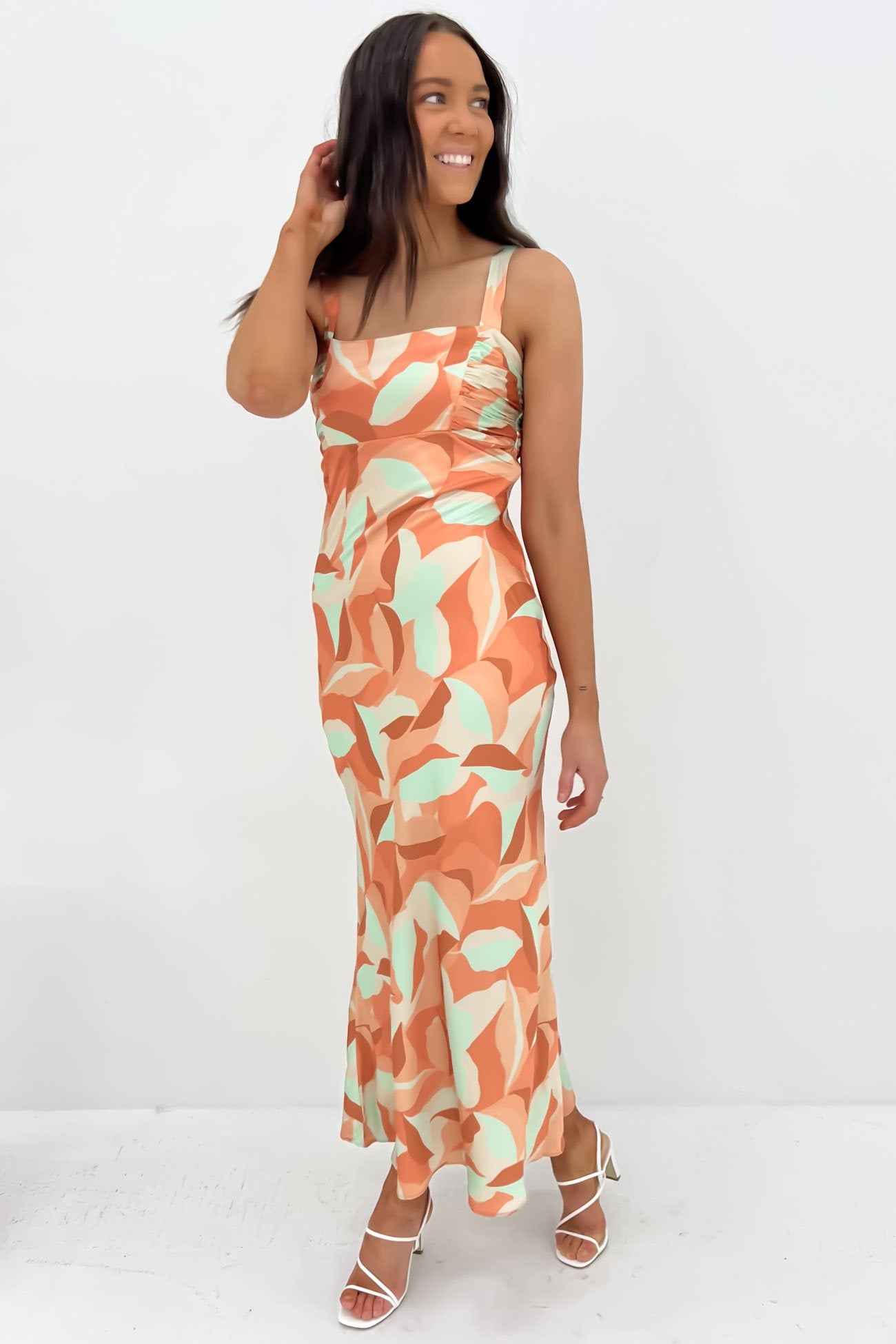 Pierre Midi Dress Orange Multi