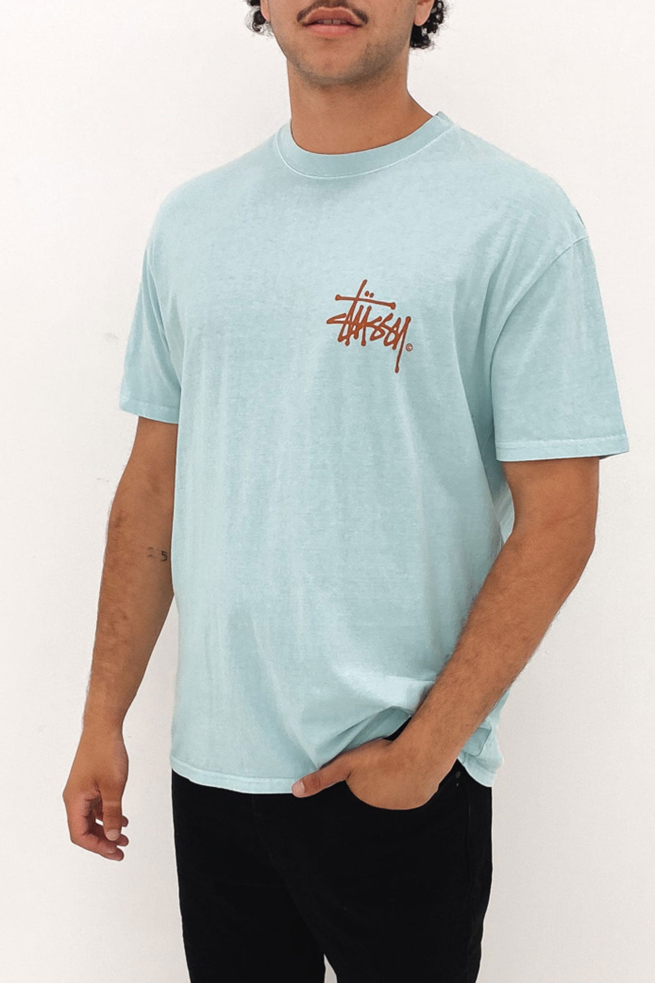 Pigment Shadow Graffiti Short Sleeve Tee Pigment Light Blue