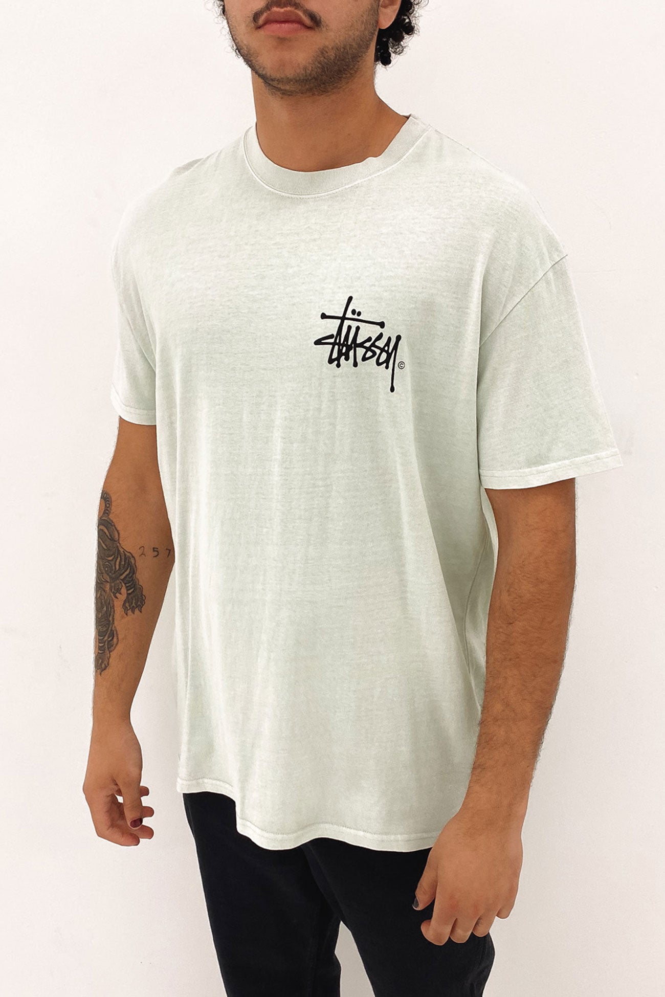 Pigment Shadow Graffiti Short Sleeve Tee Winter White