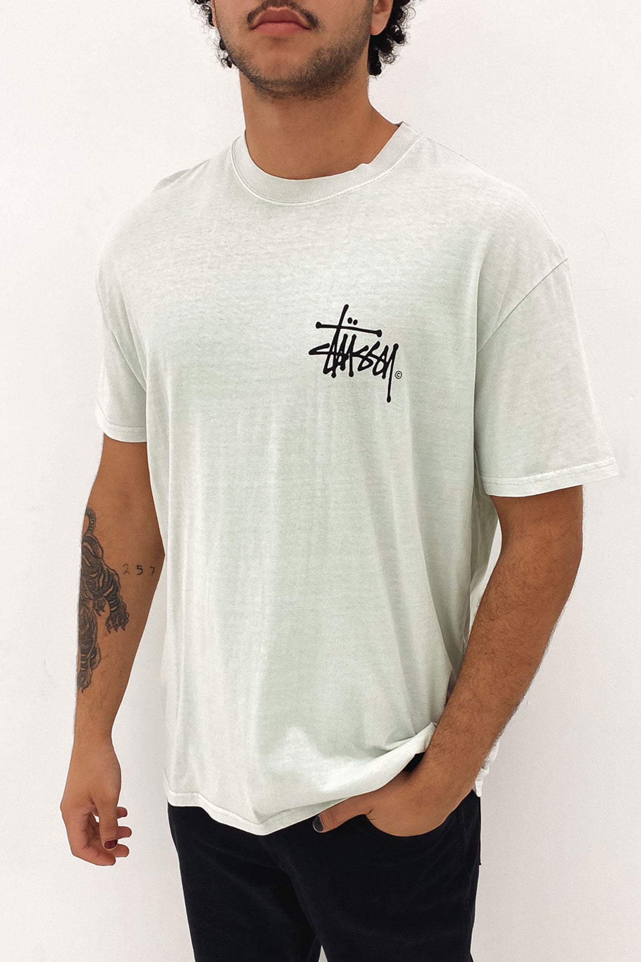 Pigment Shadow Graffiti Short Sleeve Tee Winter White