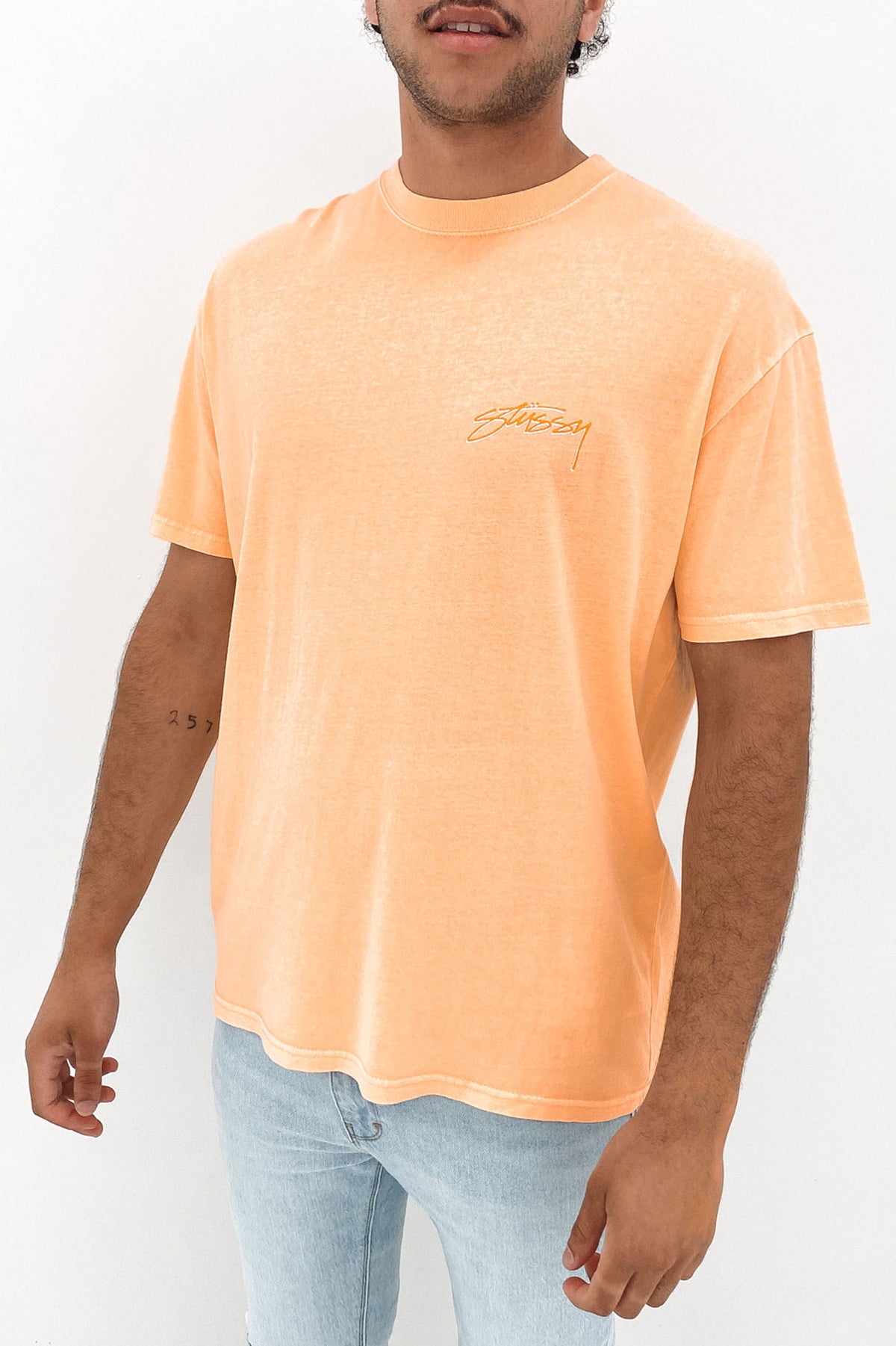 Peach stussy discount t shirt