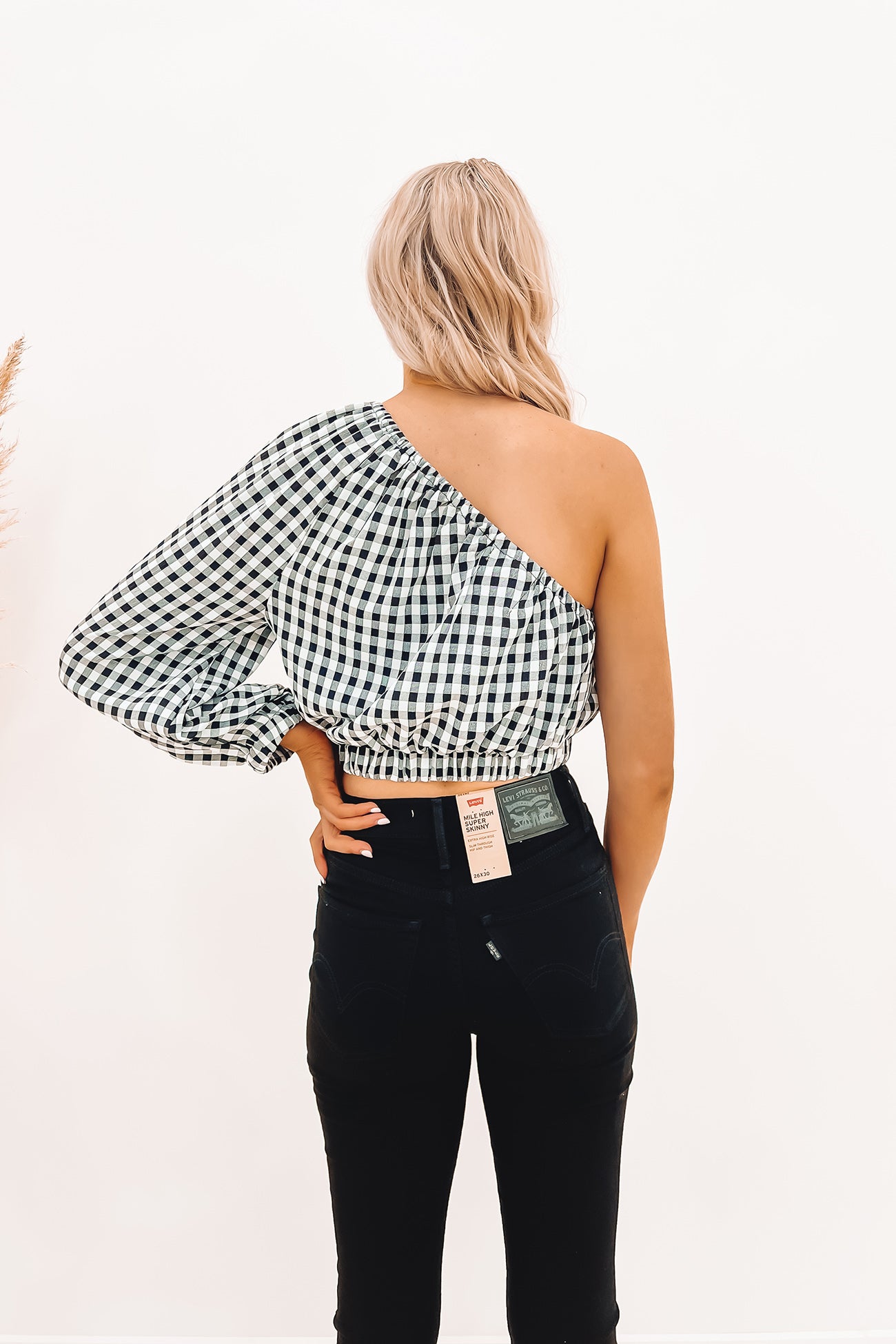 Pippa Crop Top Black White Check