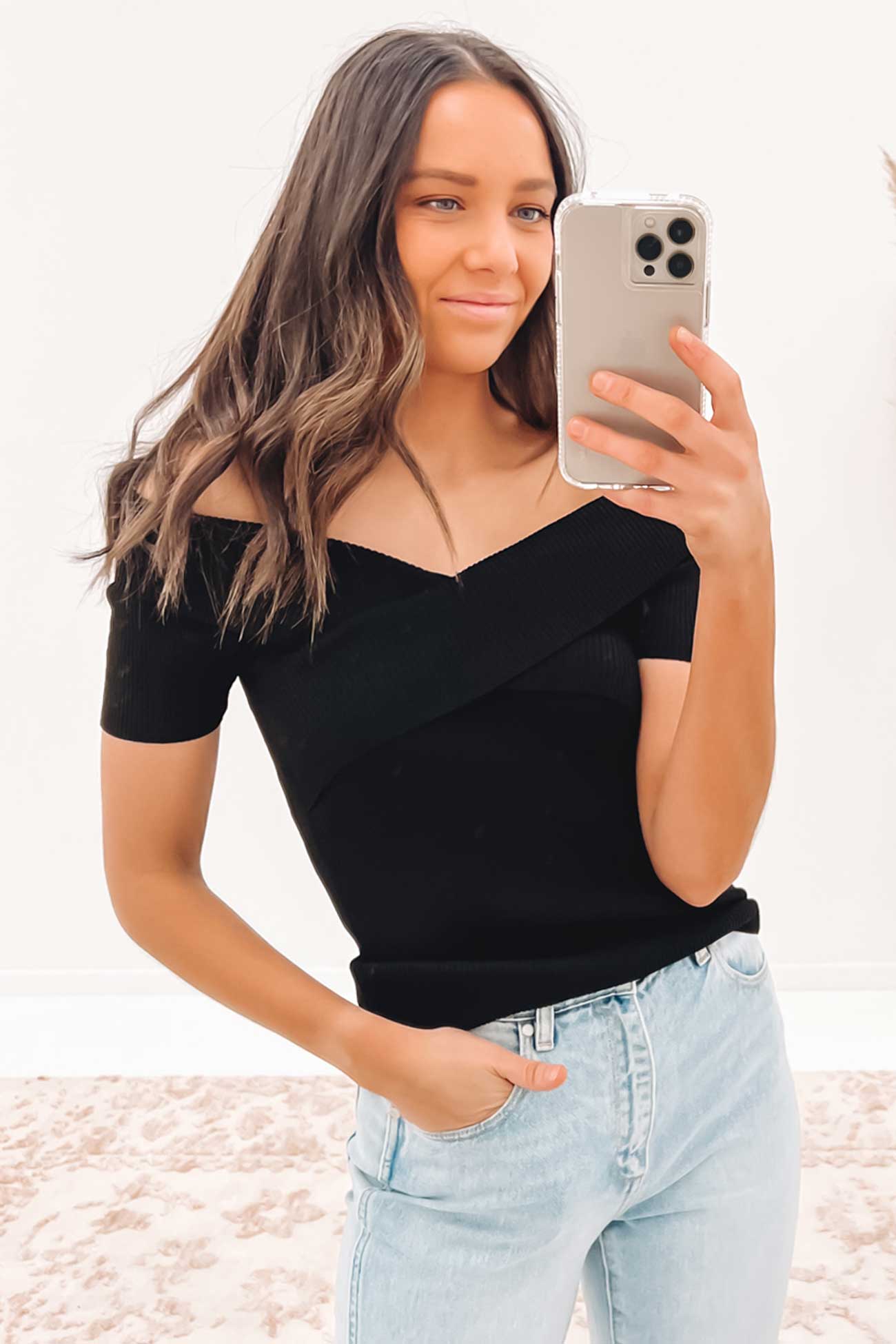 Pixie Ribbed Top Black