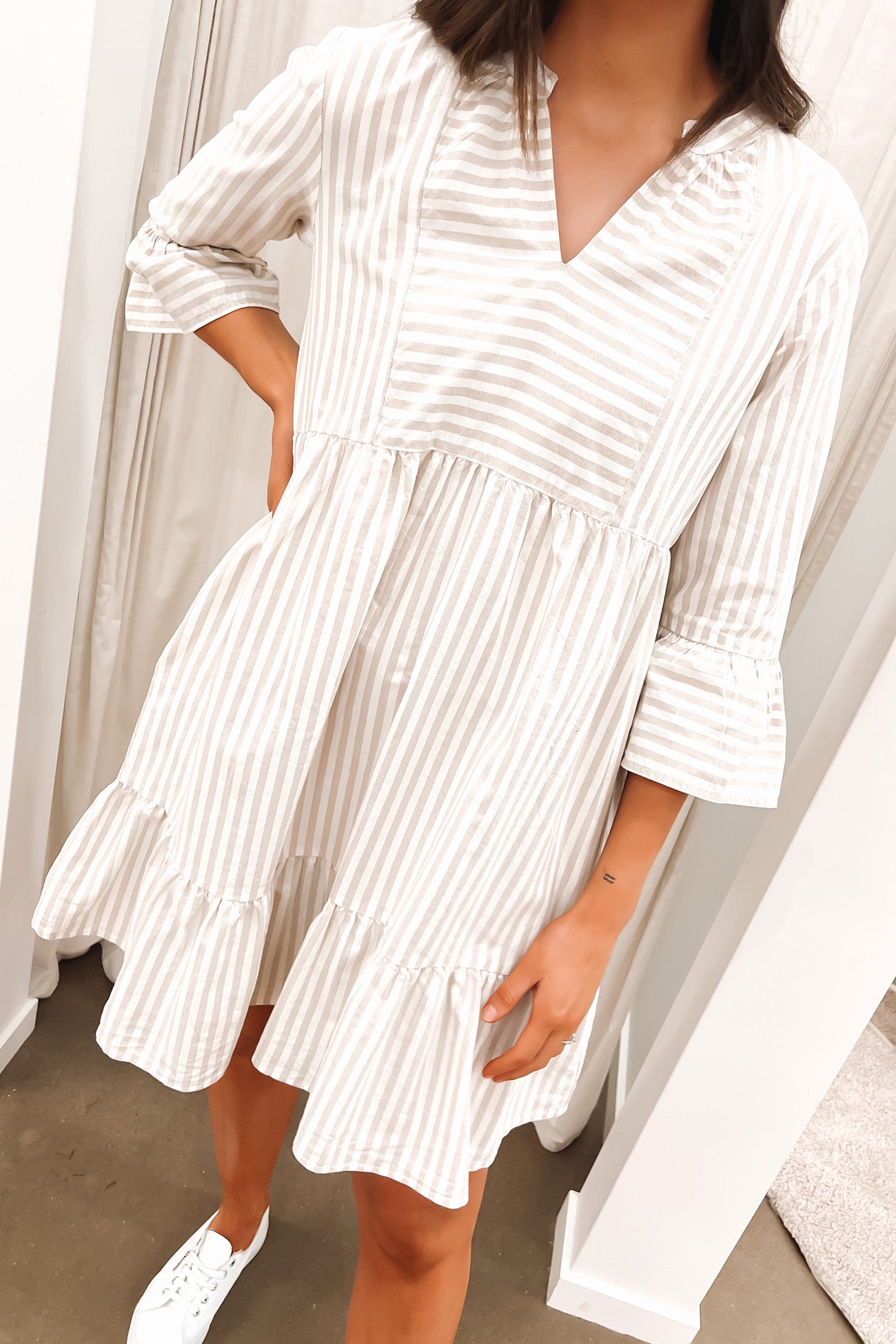 Poe Mini Dress Latte Stripe