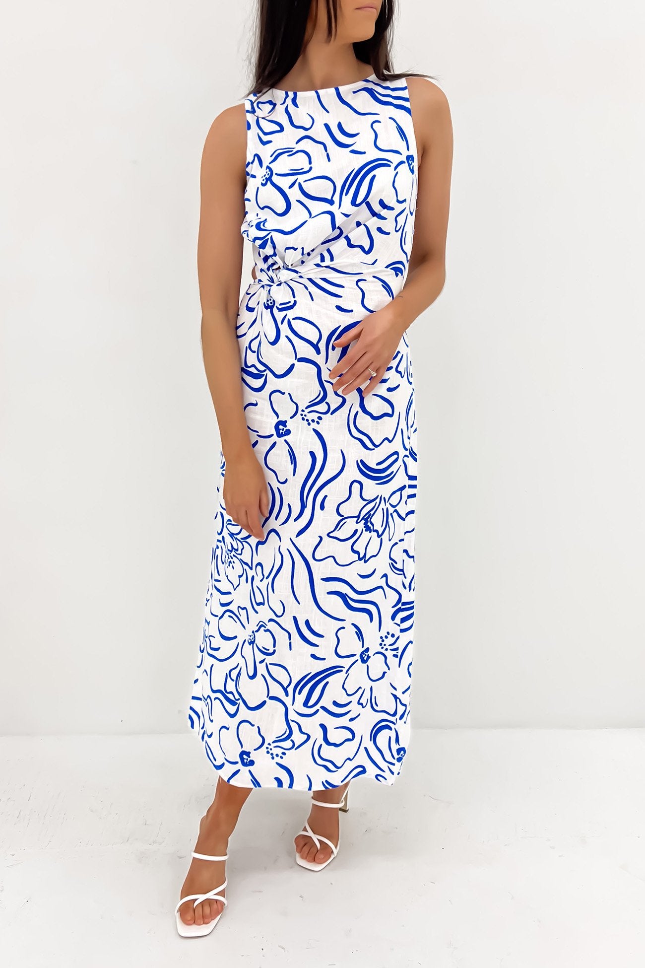 Prina Maxi Dress White Blue