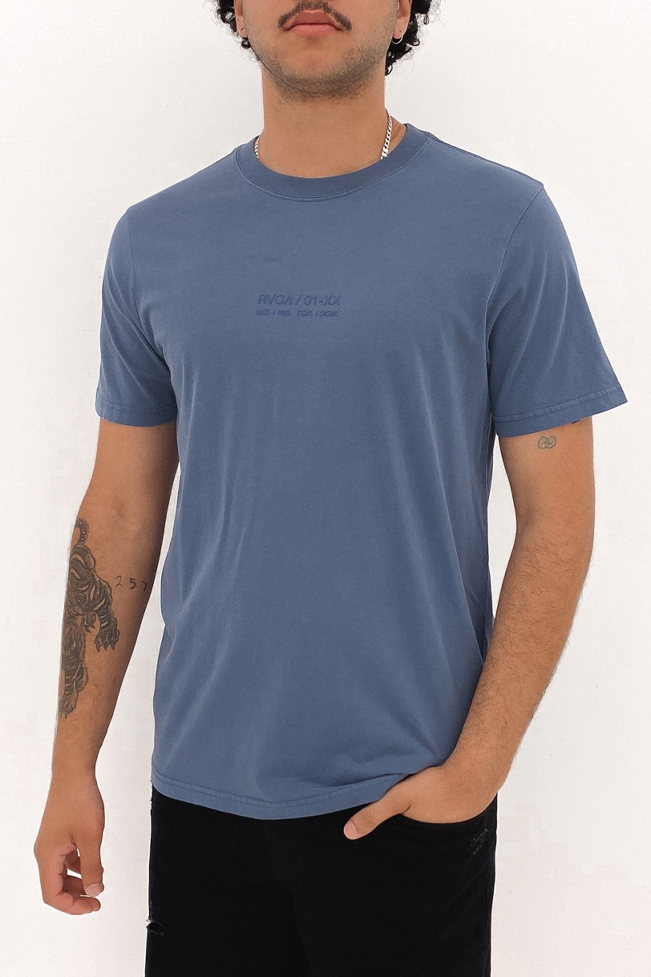 RVCA Circa Washed Short Sleeve Tee Washed Blue