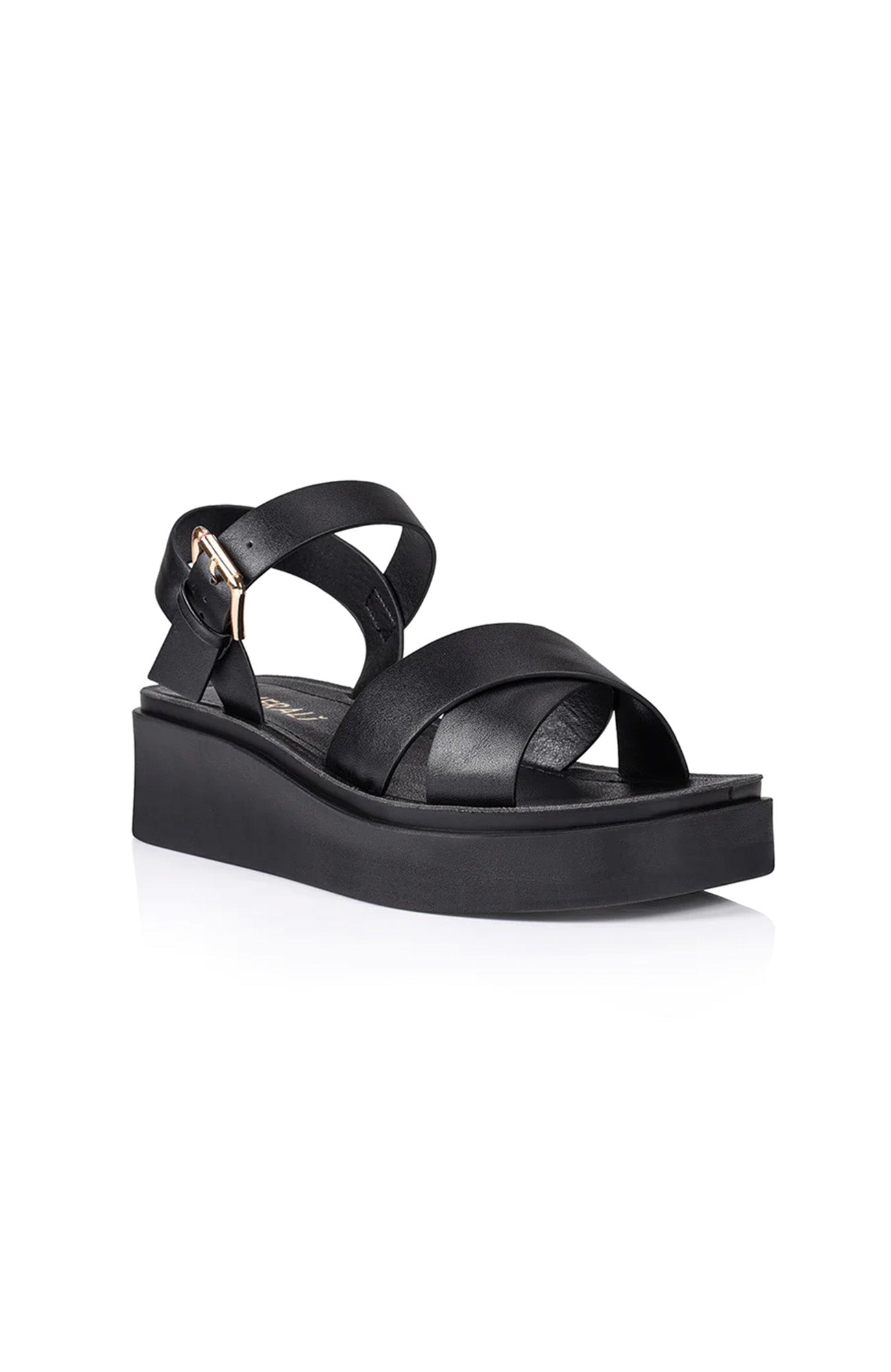 Radar Flatform Sandals Black Smooth