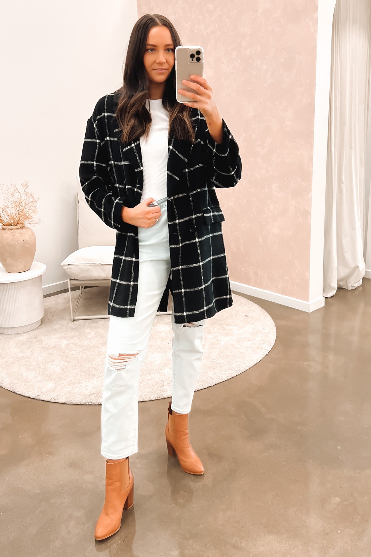 Raya Coat Black Check