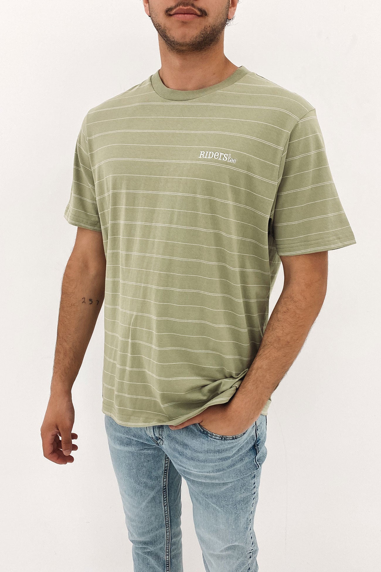 Relaxed Tee Khaki Stripe