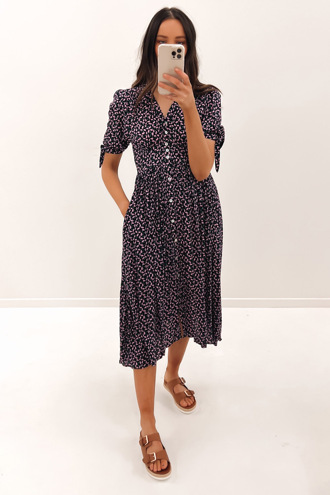 Ren Midi Dress Navy Floral