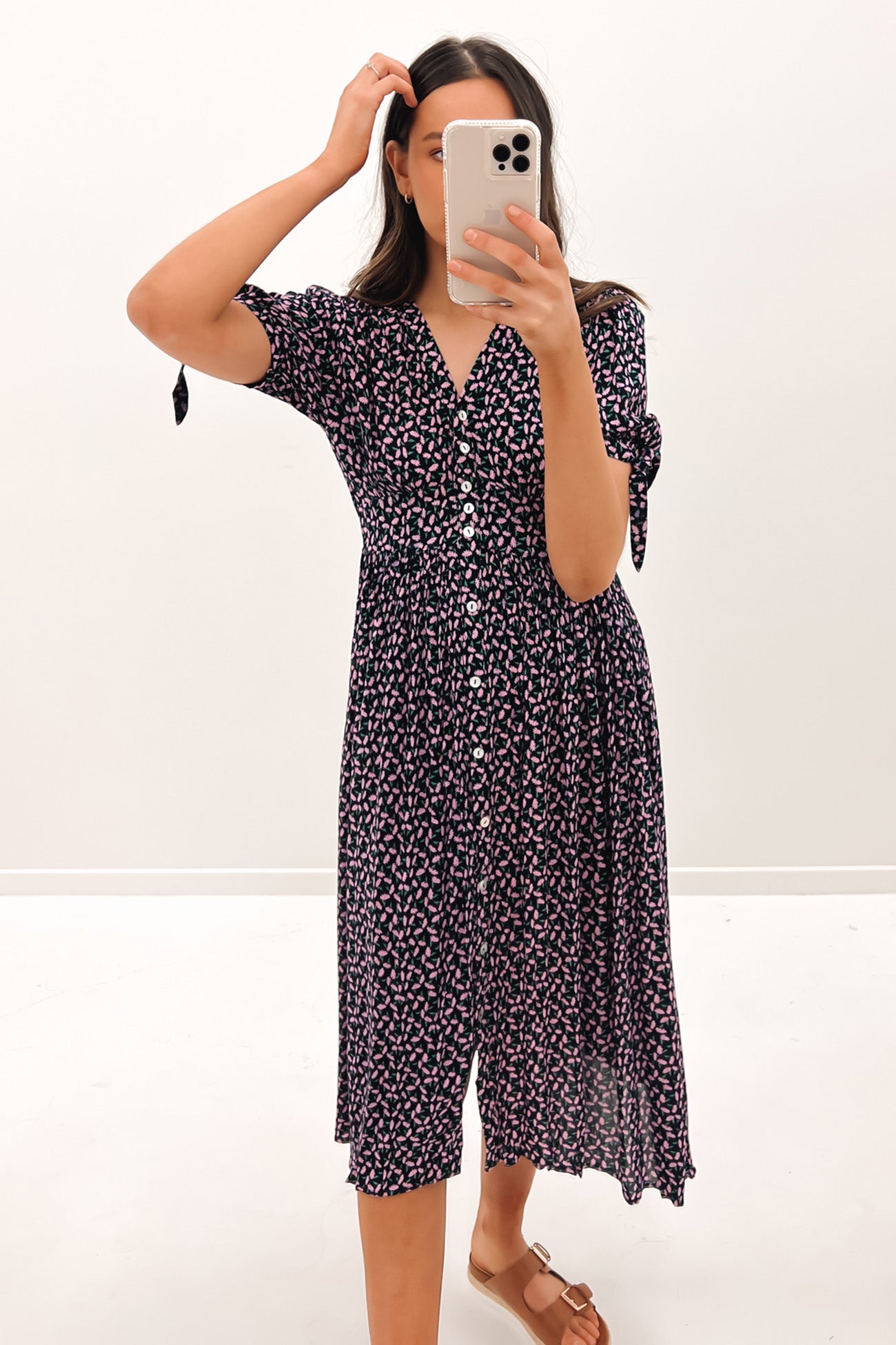 Ren Midi Dress Navy Floral