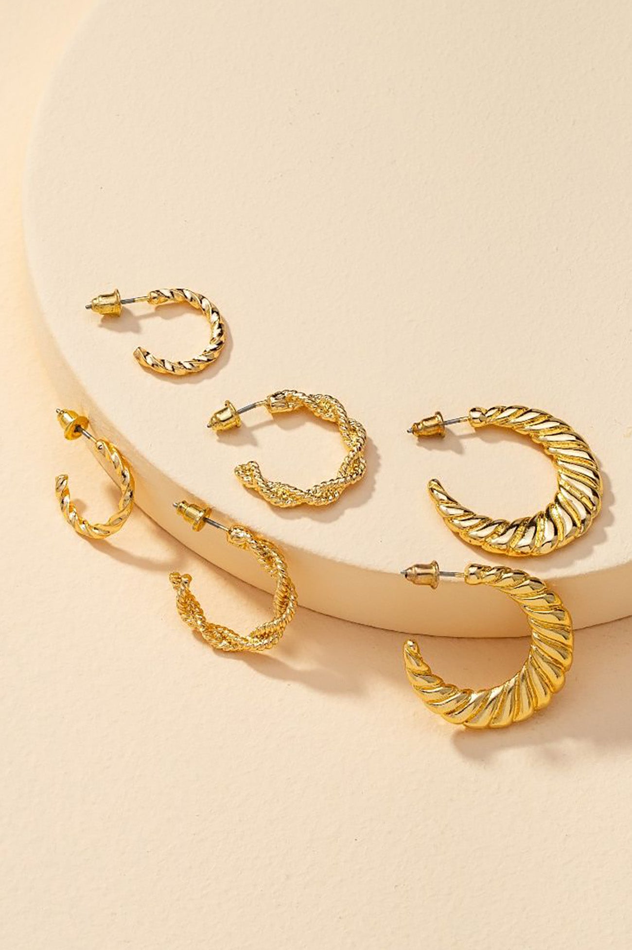 Reta Hoop Earrings 3 Pack Gold