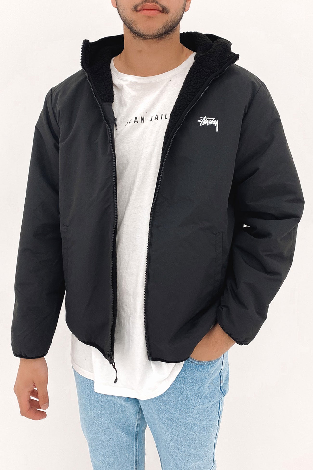 Reversible Sherpa Jacket Black Black