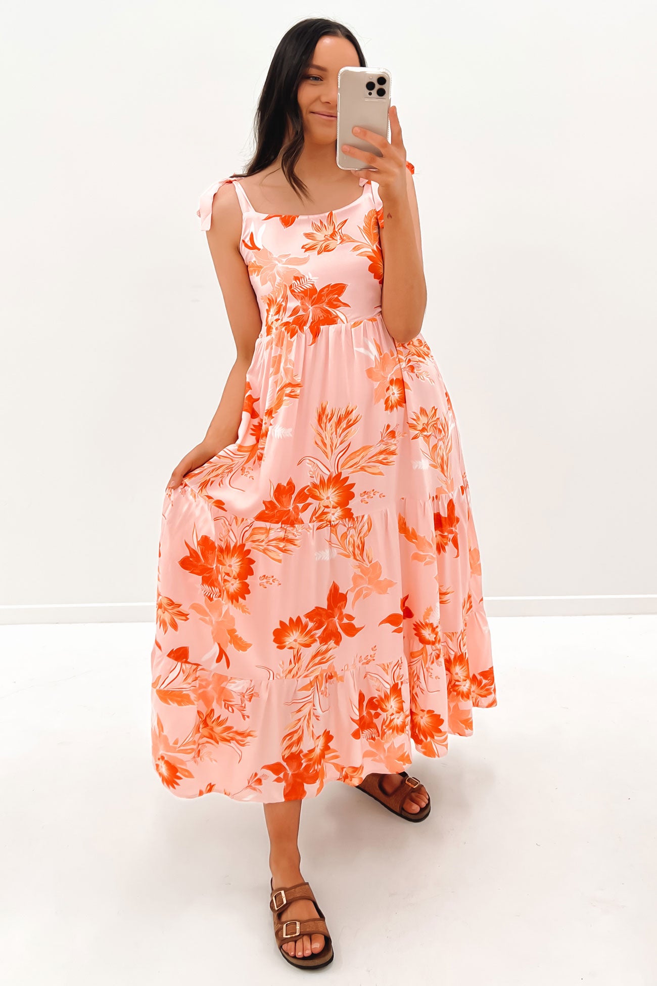 Rhett Midi Dress Pink Floral