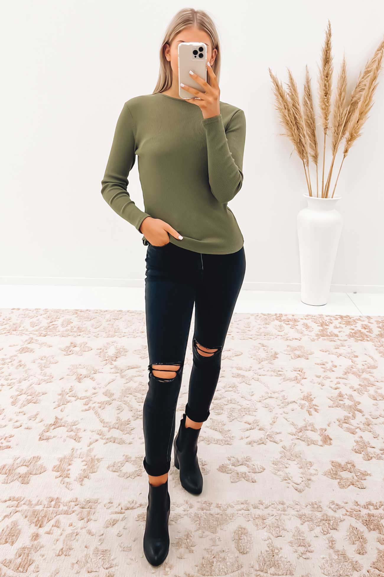 Rib Long Sleeve Khaki