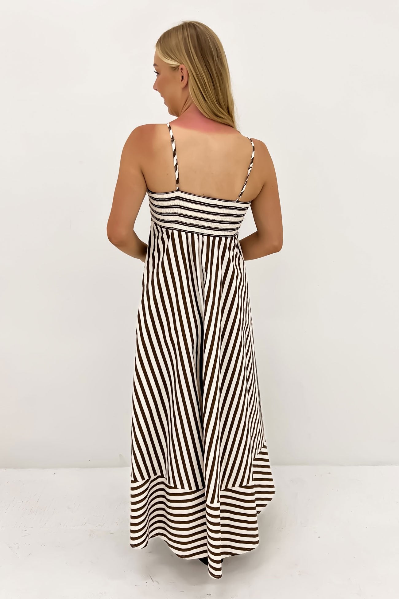 Riley Maxi Dress Chocolate Stripe