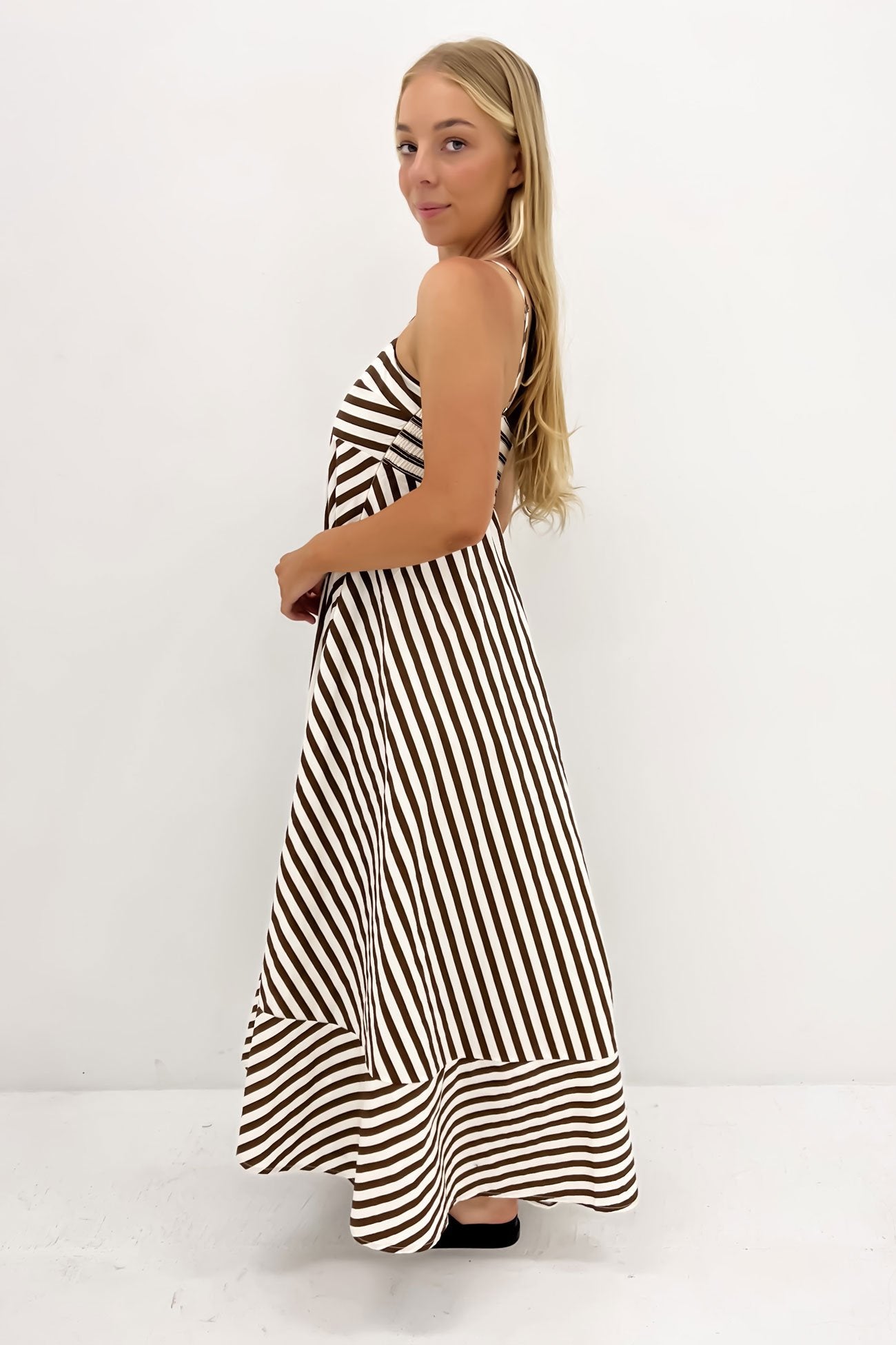 Riley Maxi Dress Chocolate Stripe