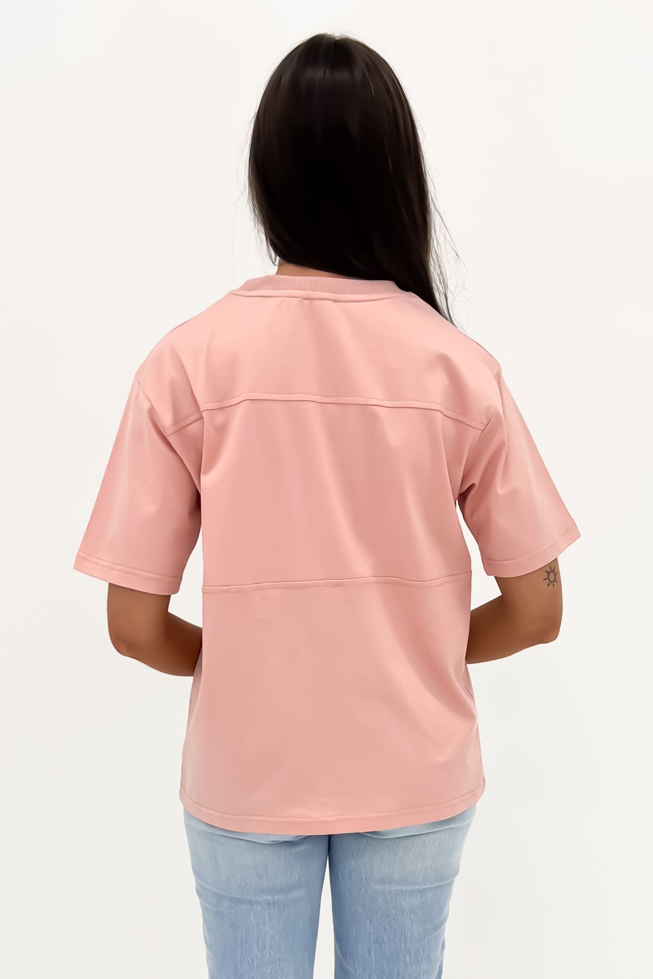 Riviera Embroidered Panel Tee Pink White