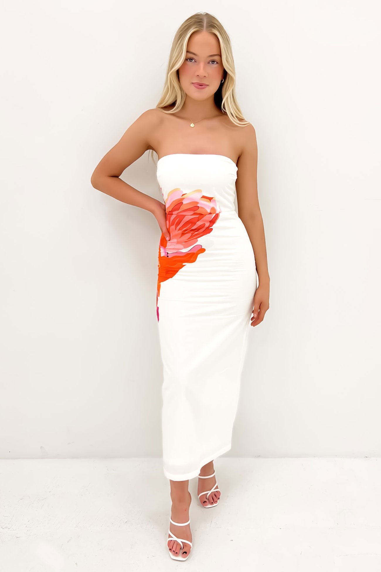 Rowan Midi Dress White Oriental Floral