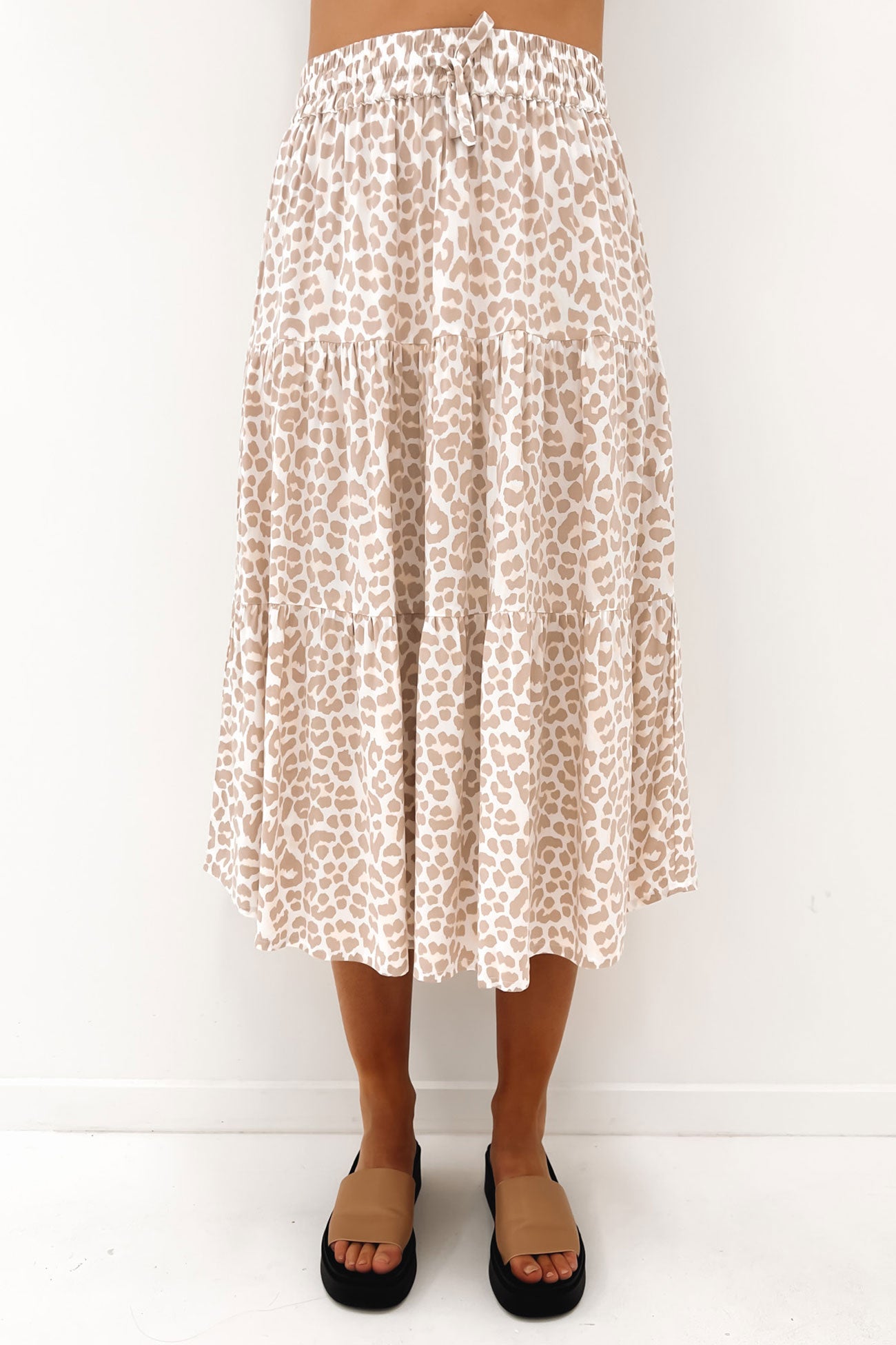 Ruby Midi Skirt Nude Leopard