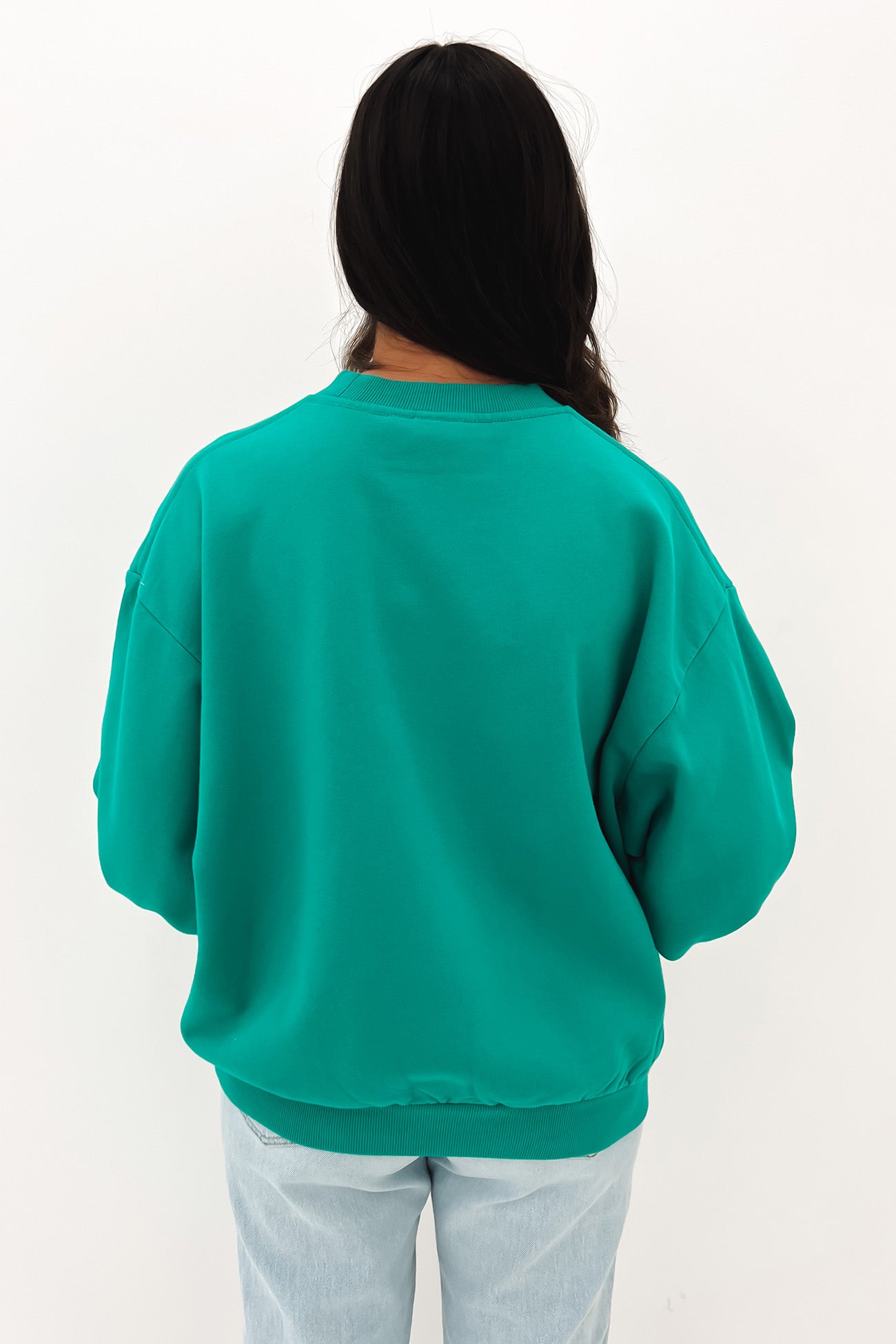 Rusty Script Oversize Crew Neck Fleece Emerald