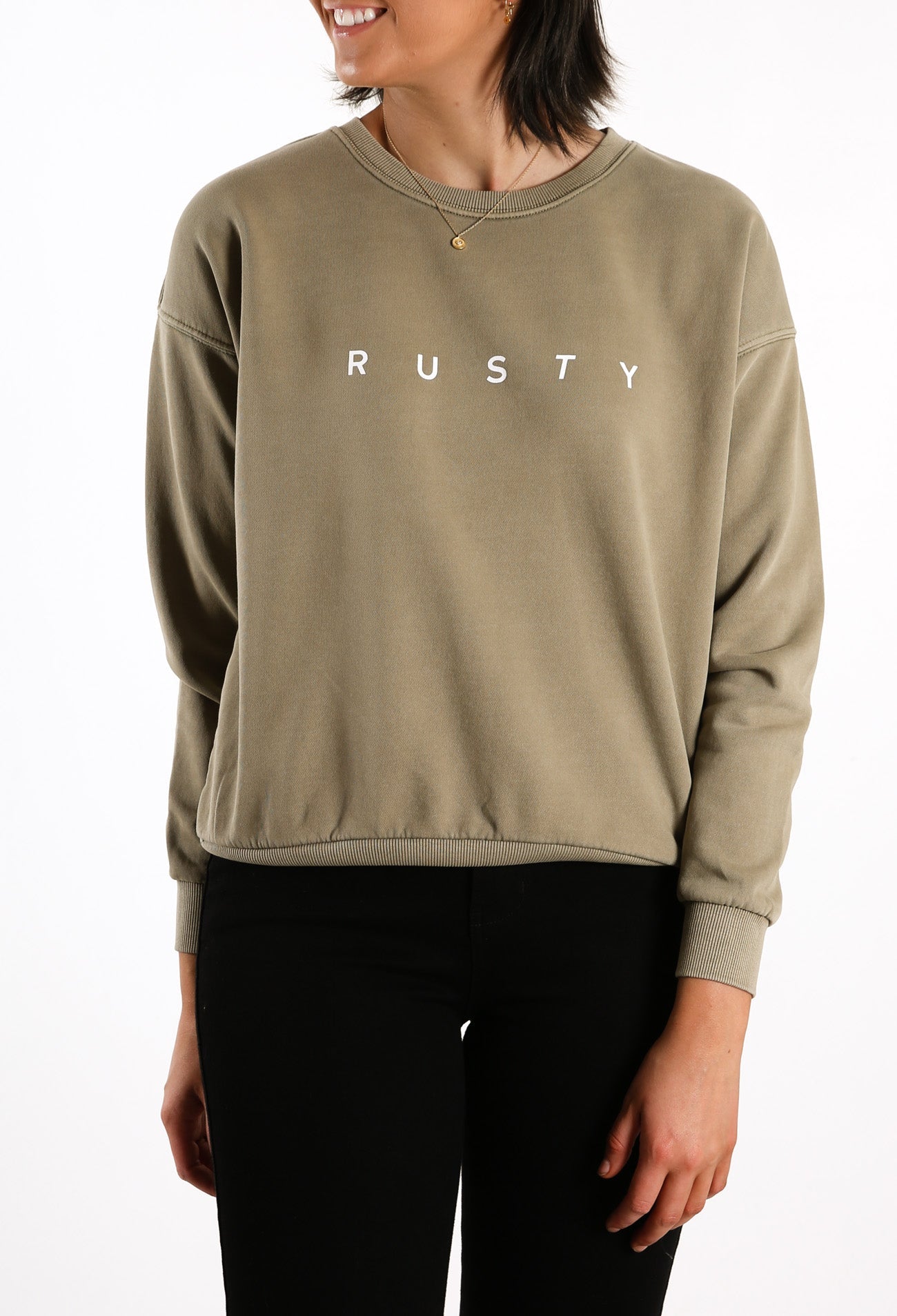 Essentials Crew Neck Fleece Faded Olive