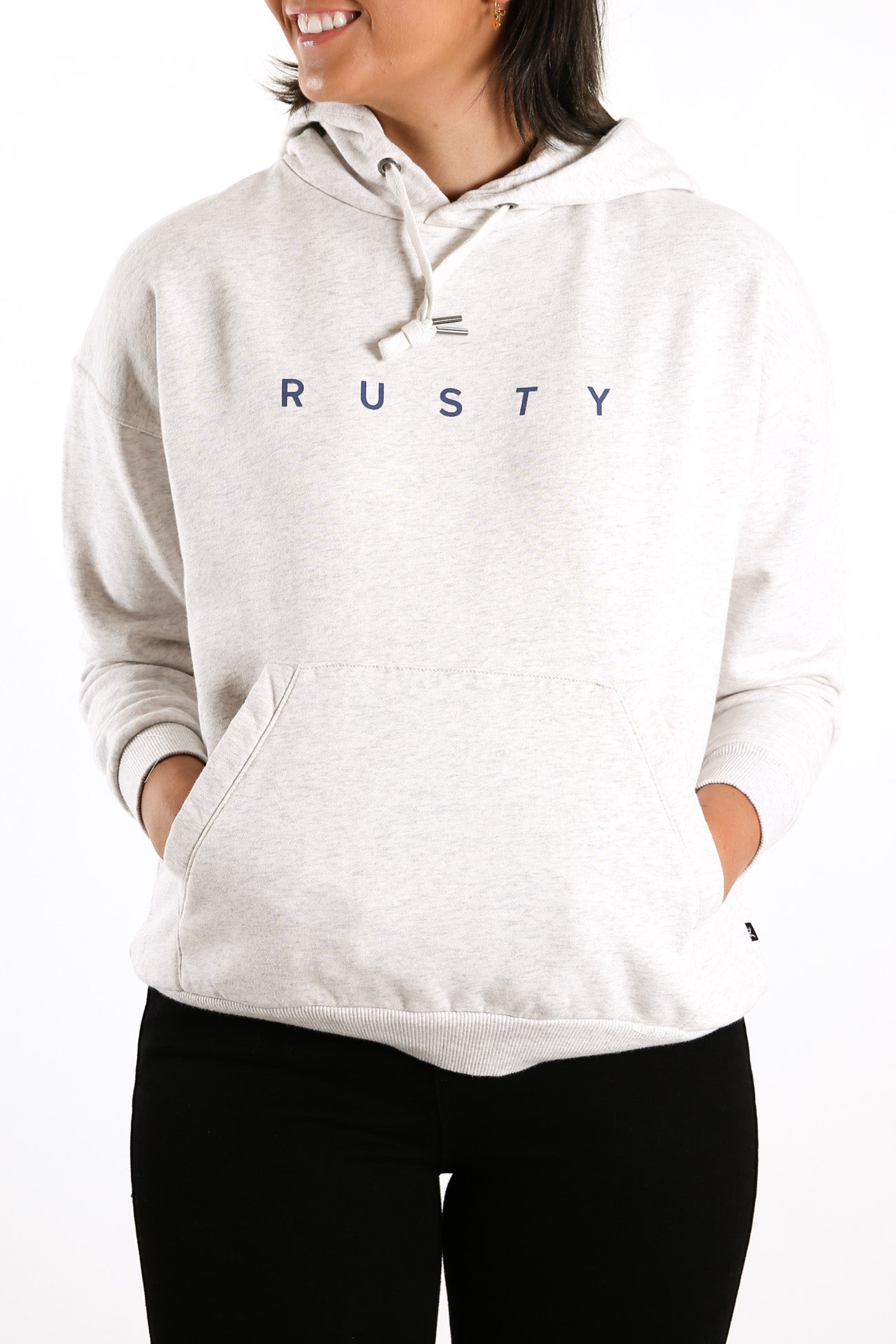 Essentials Hooded Fleece White Marle