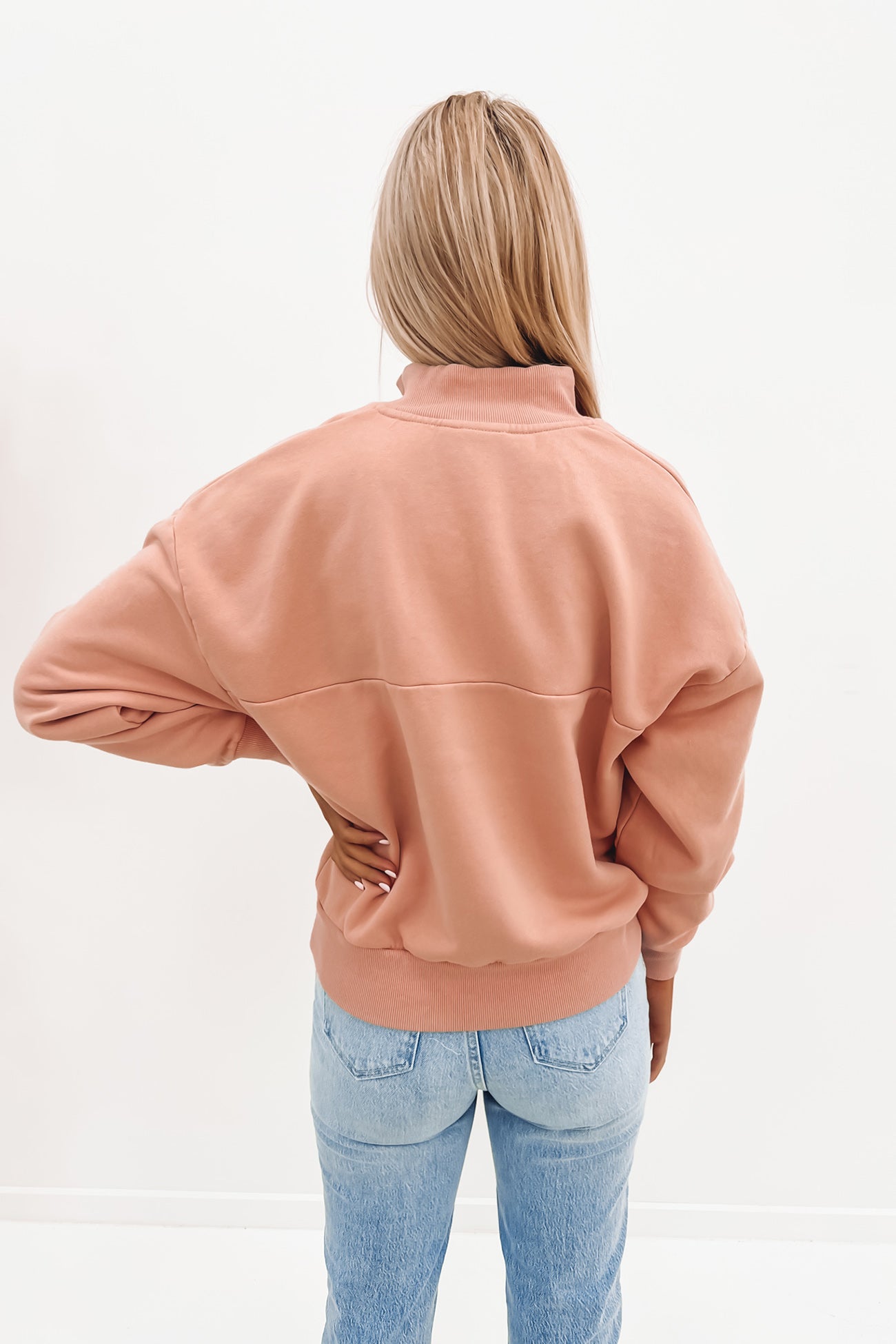 Rusty Script Relaxed 1/2 Zip Fleece Pink Clay