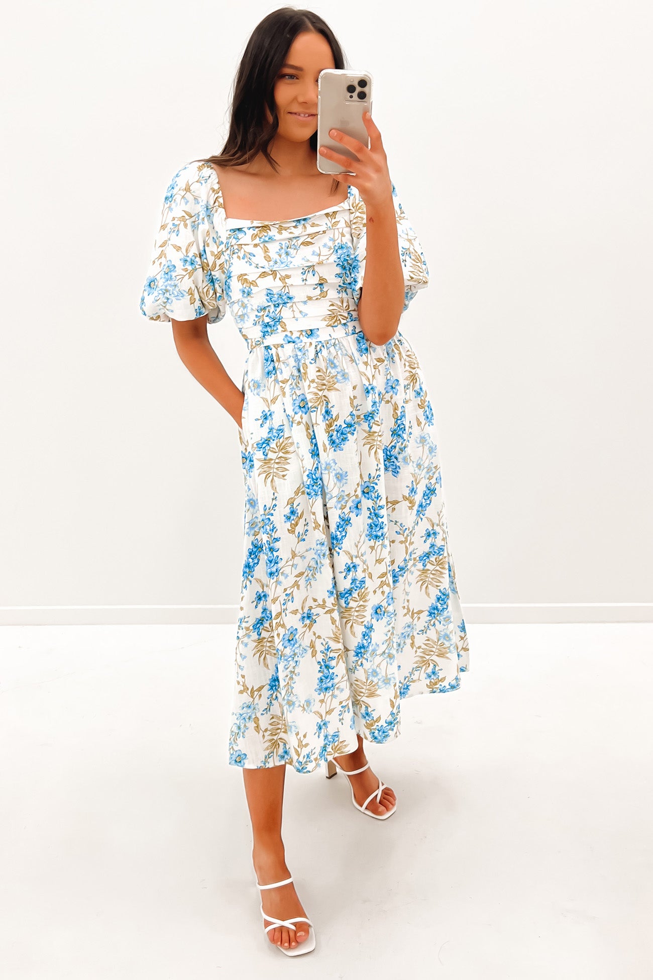 Ryder Midi Dress Blue Floral