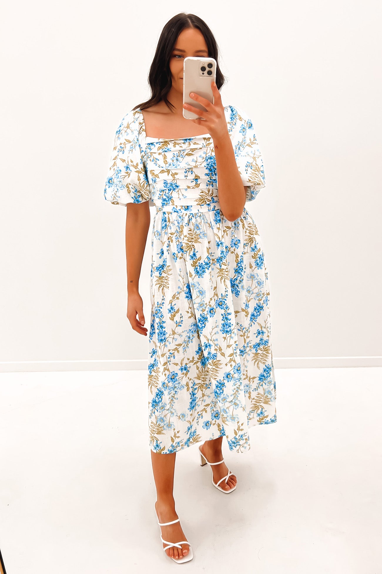 Ryder Midi Dress Blue Floral