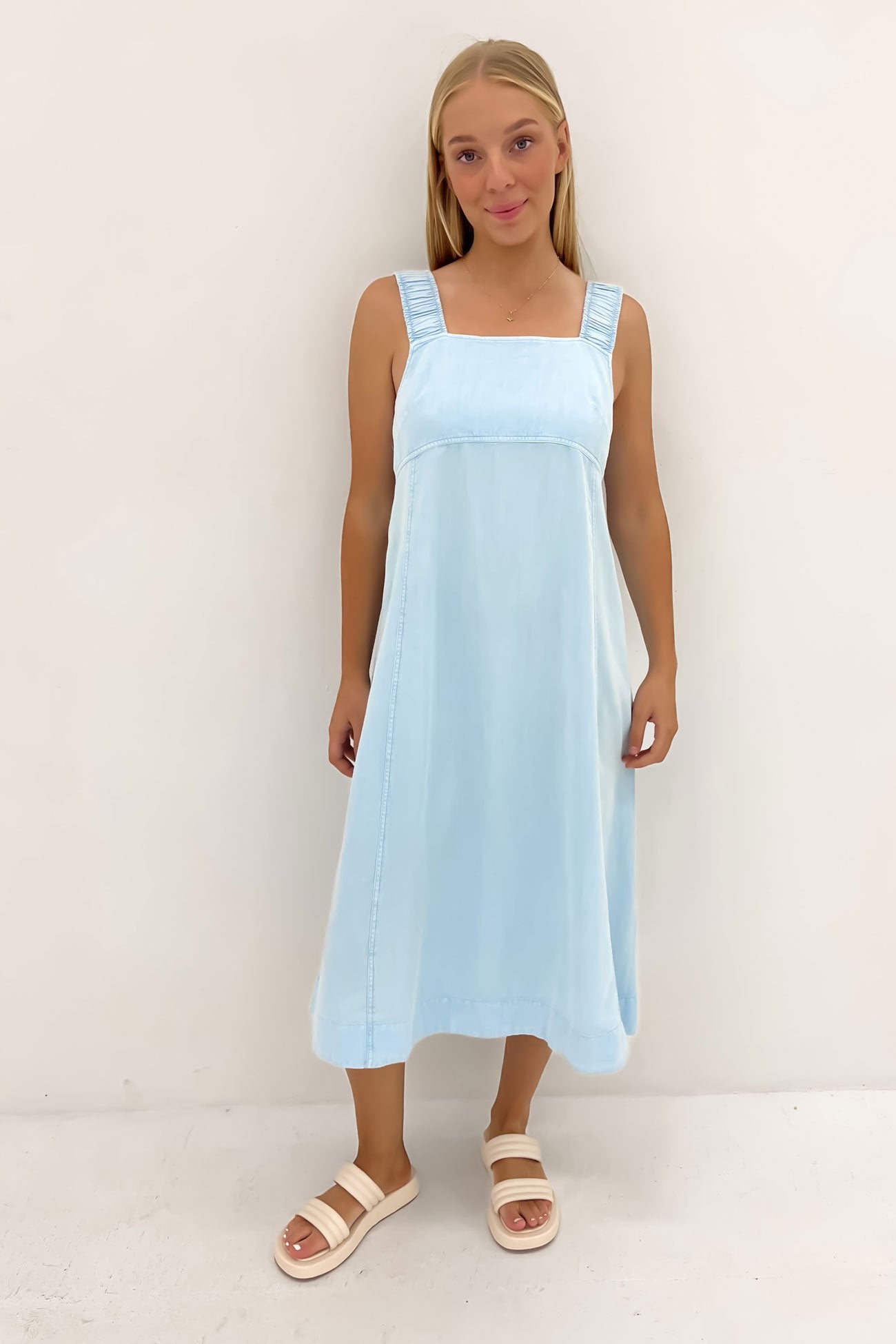 Sage Denim Dress Light Washed Blue