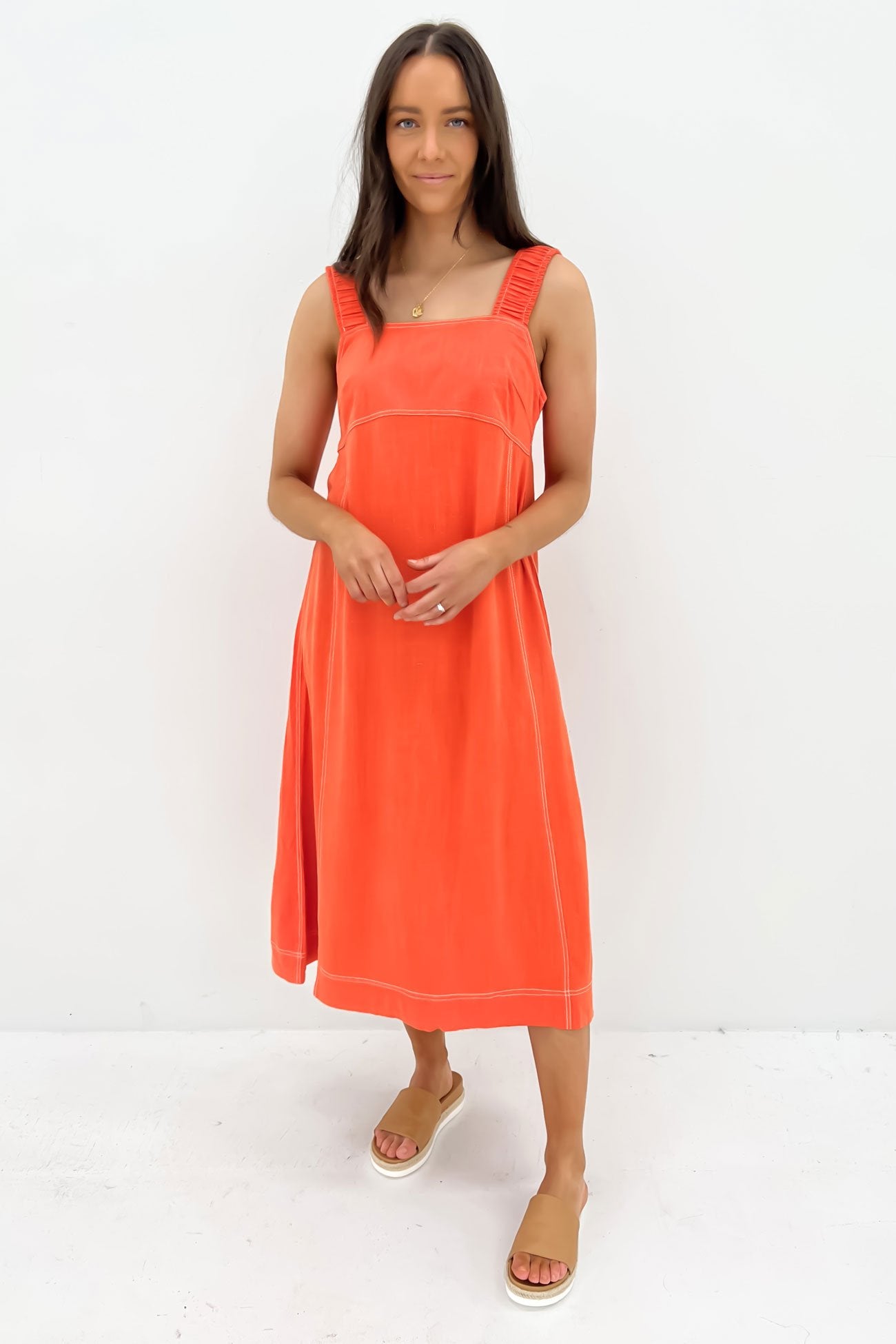 Sage Dress Orange Sunset