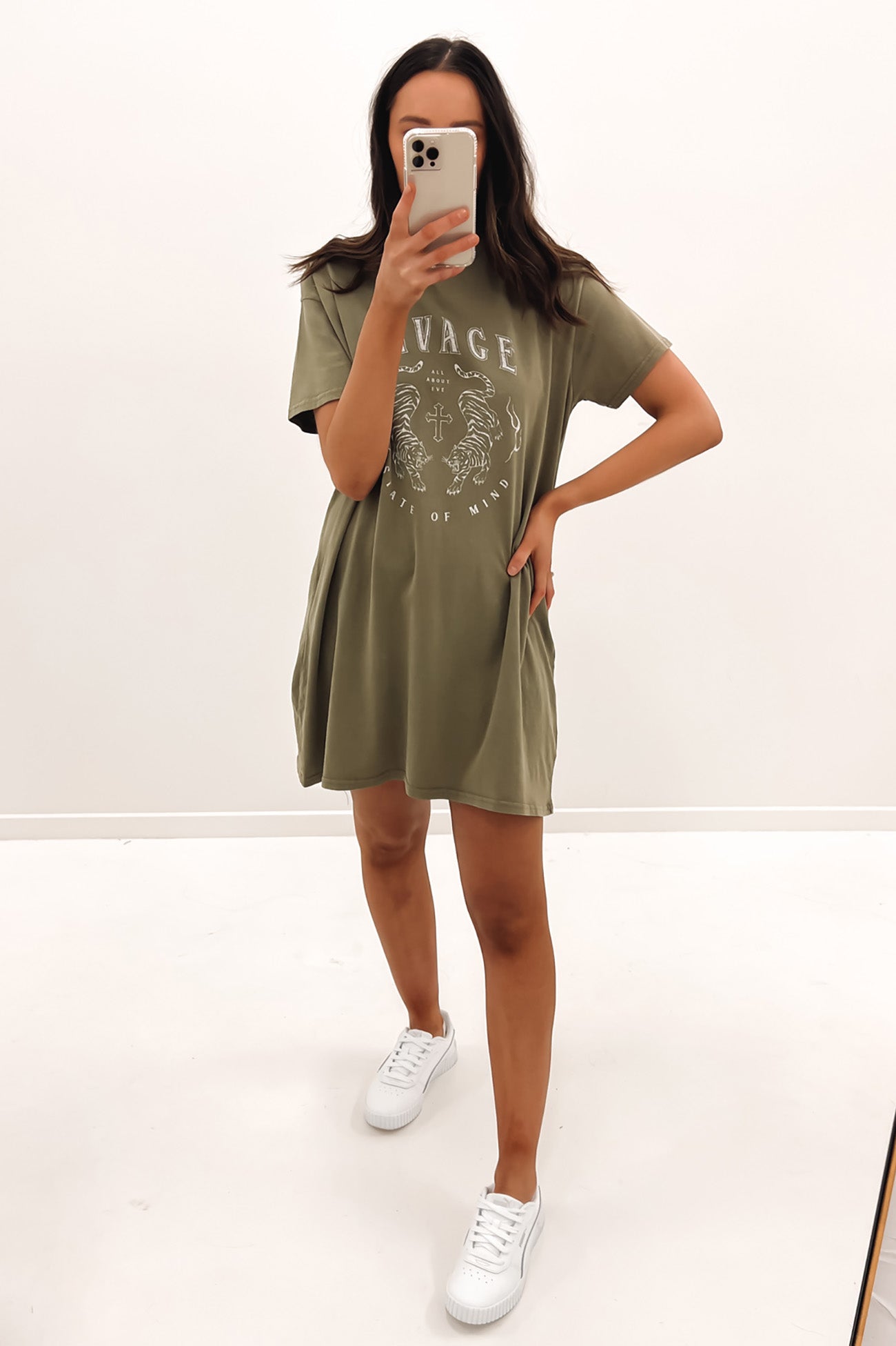 Savage Tee Dress Khaki