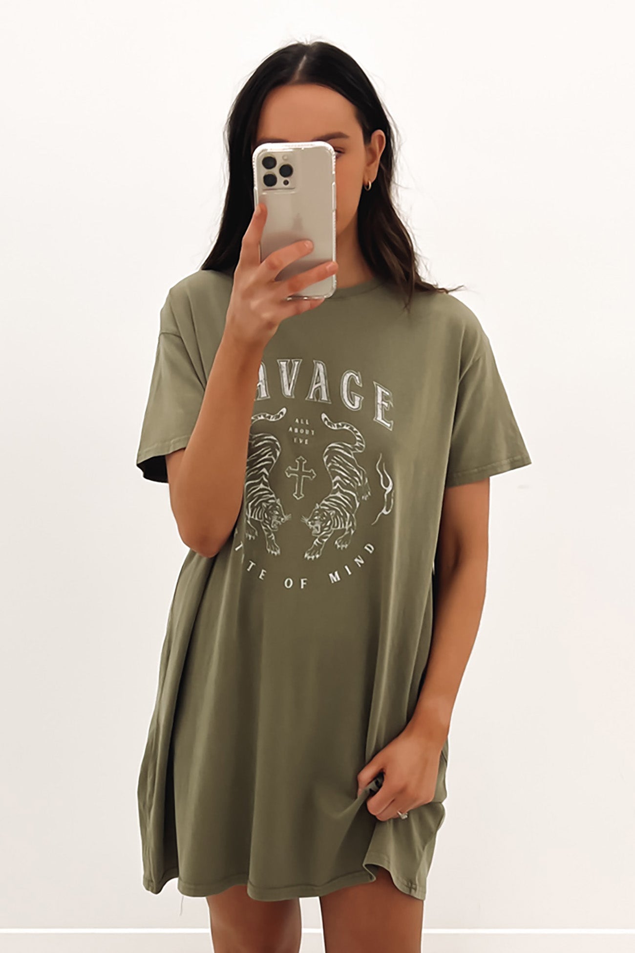 Savage Tee Dress Khaki